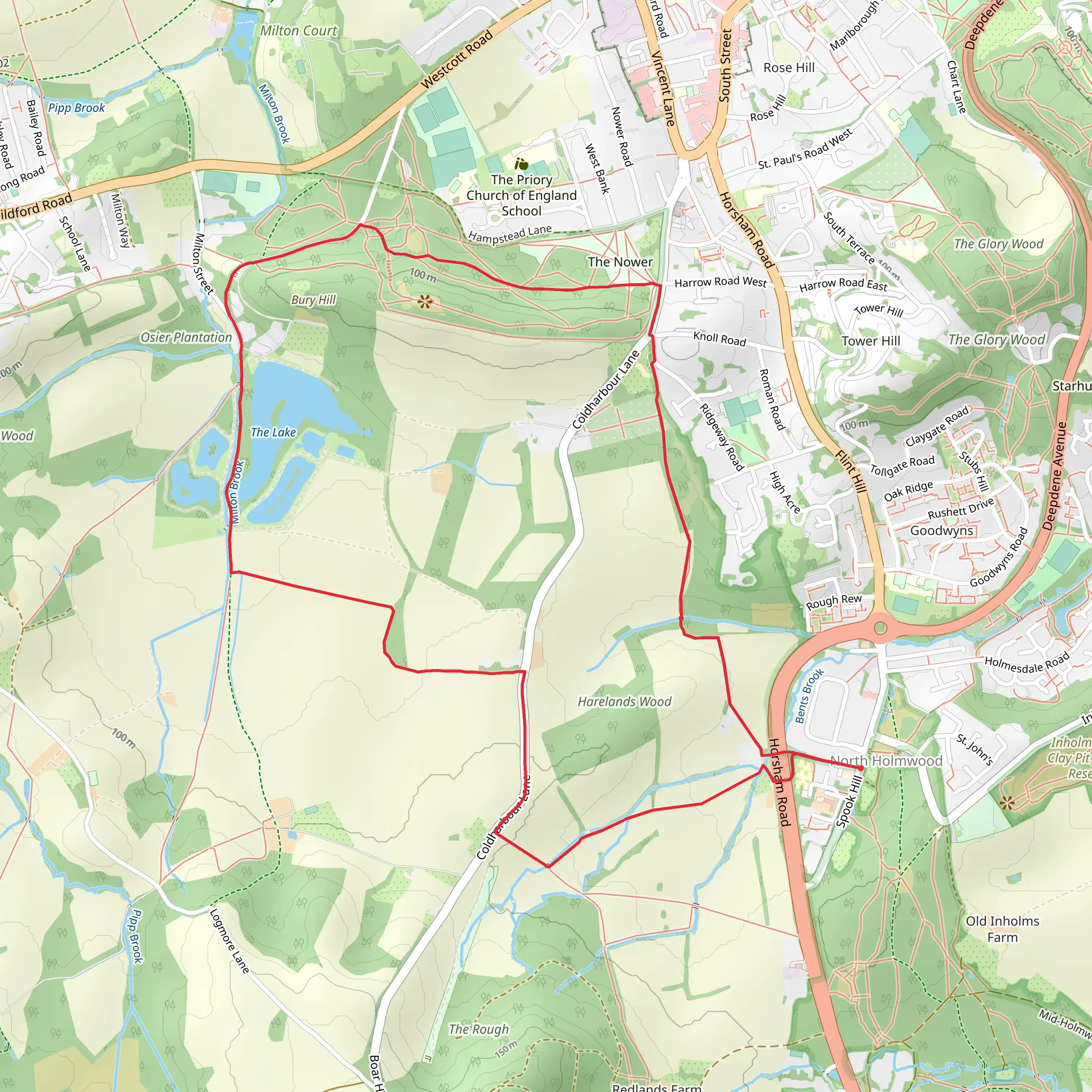 The Lake, Bury Hill Loop mobile static map