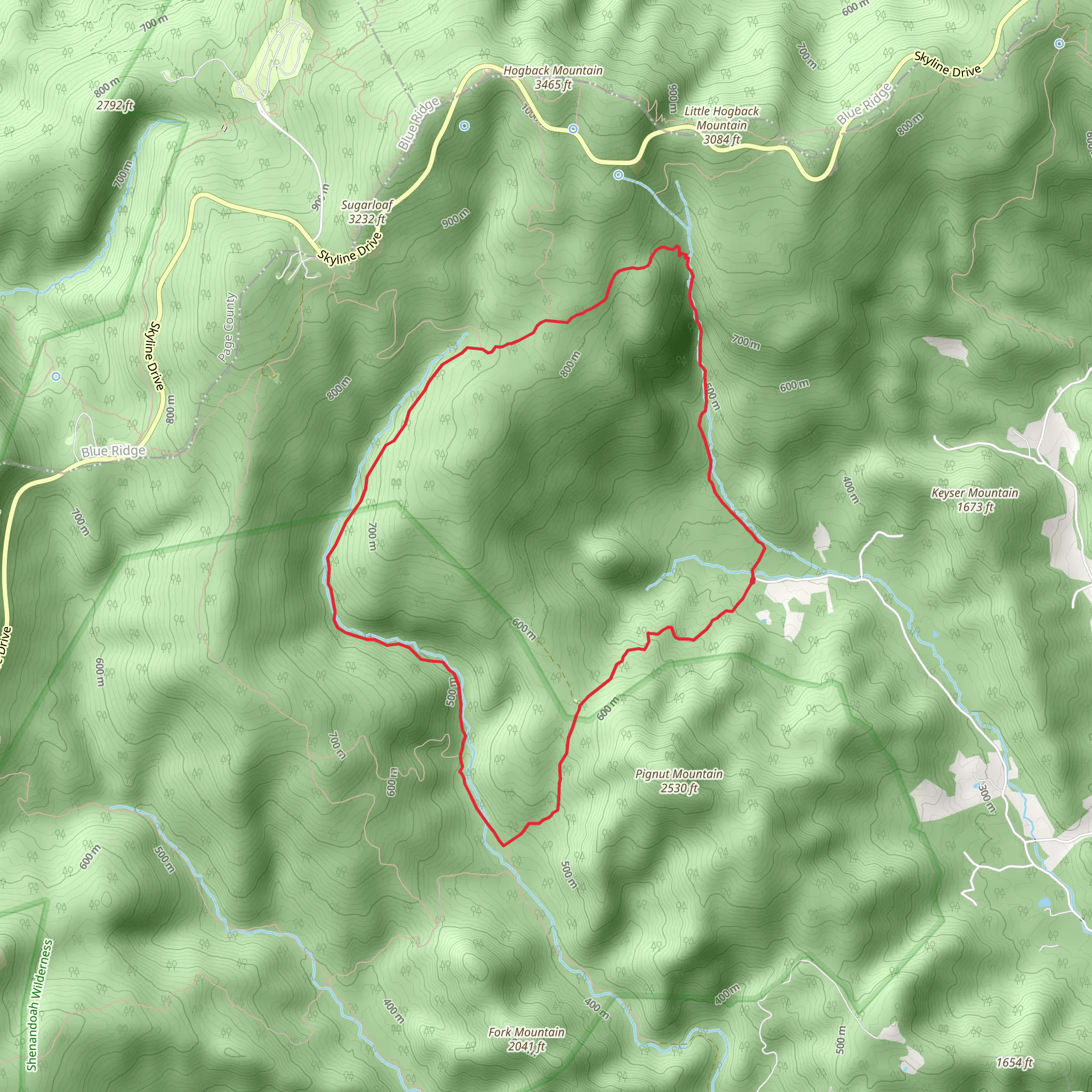 Little Devils Stairs and Piney Branch Loop Trail mobile static map