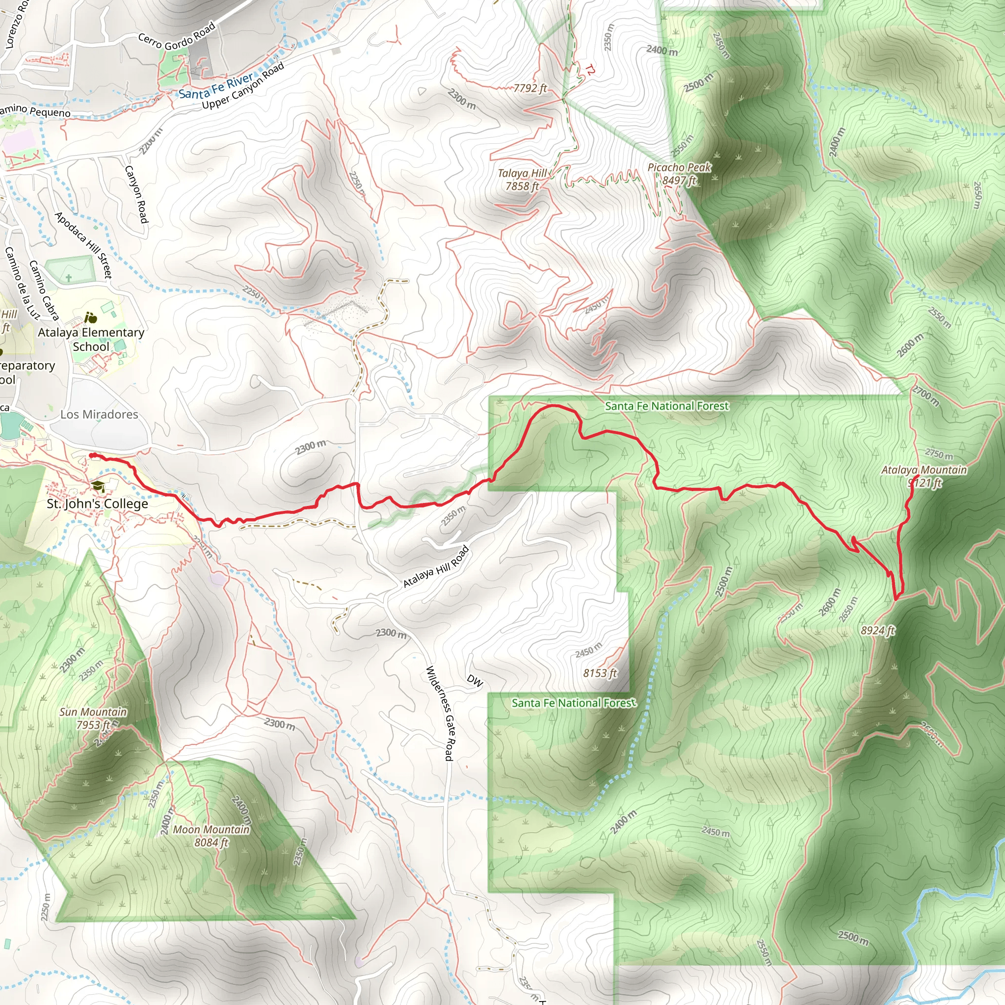 Atalaya Mountain via Saint John's Trail mobile static map