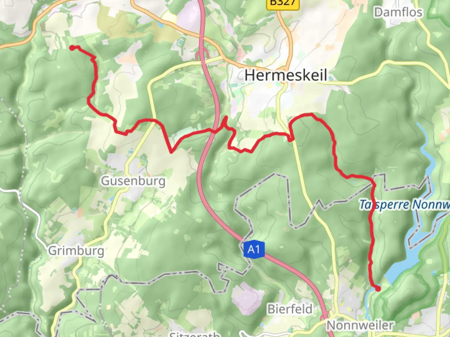 An image depicting the trail Reinsfeld to Nonnweiler via Biberpfad and its surrounding area.