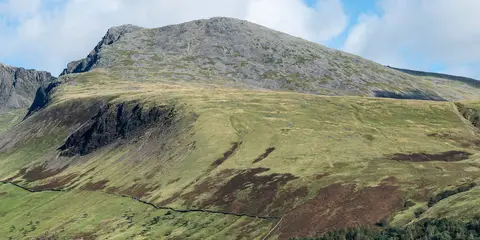 An image depicting the trail Scafell Pike and Lingmell Loop from Wasdale and its surrounding area.