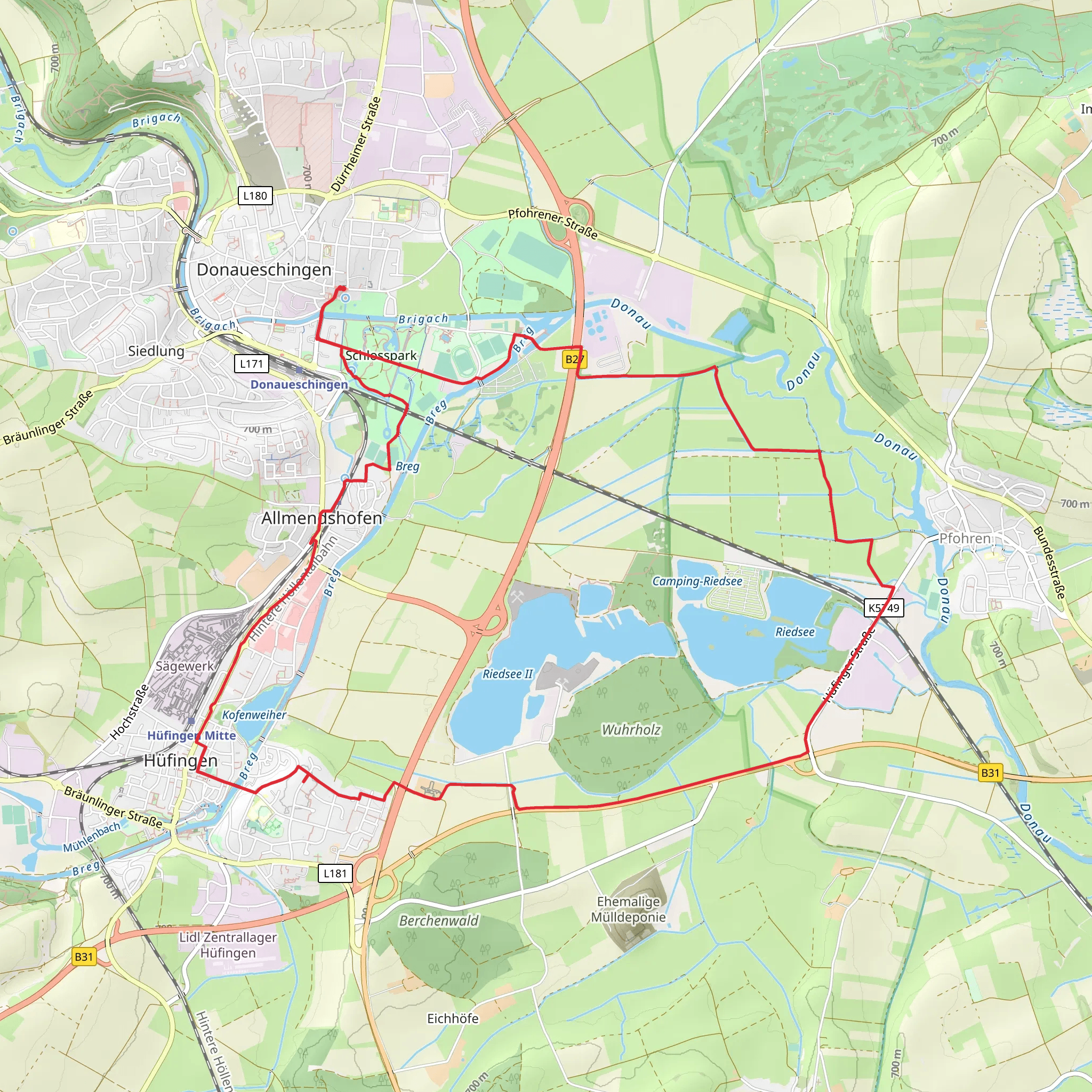 Donaueschingen Loop via Riedsee mobile static map