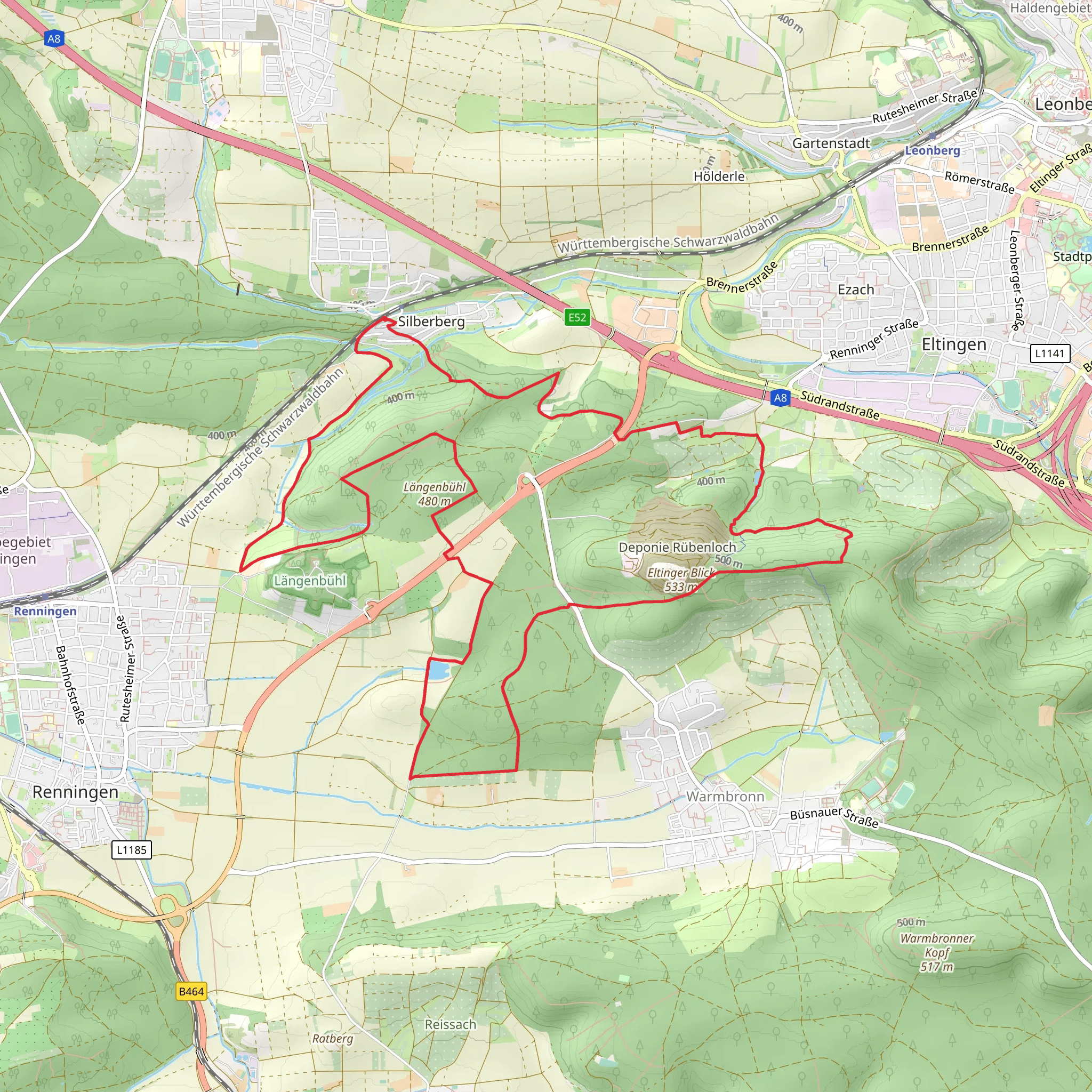 Rutesheim Loop via Eltinger Kopf mobile static map