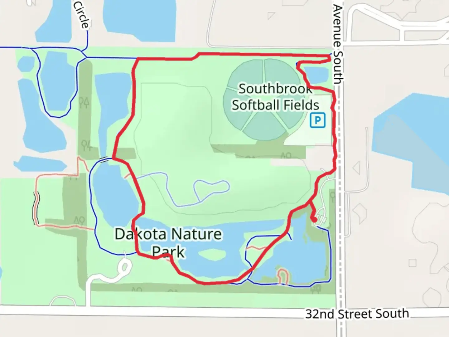 An image depicting the trail Dakota Nature Park Loop and its surrounding area.