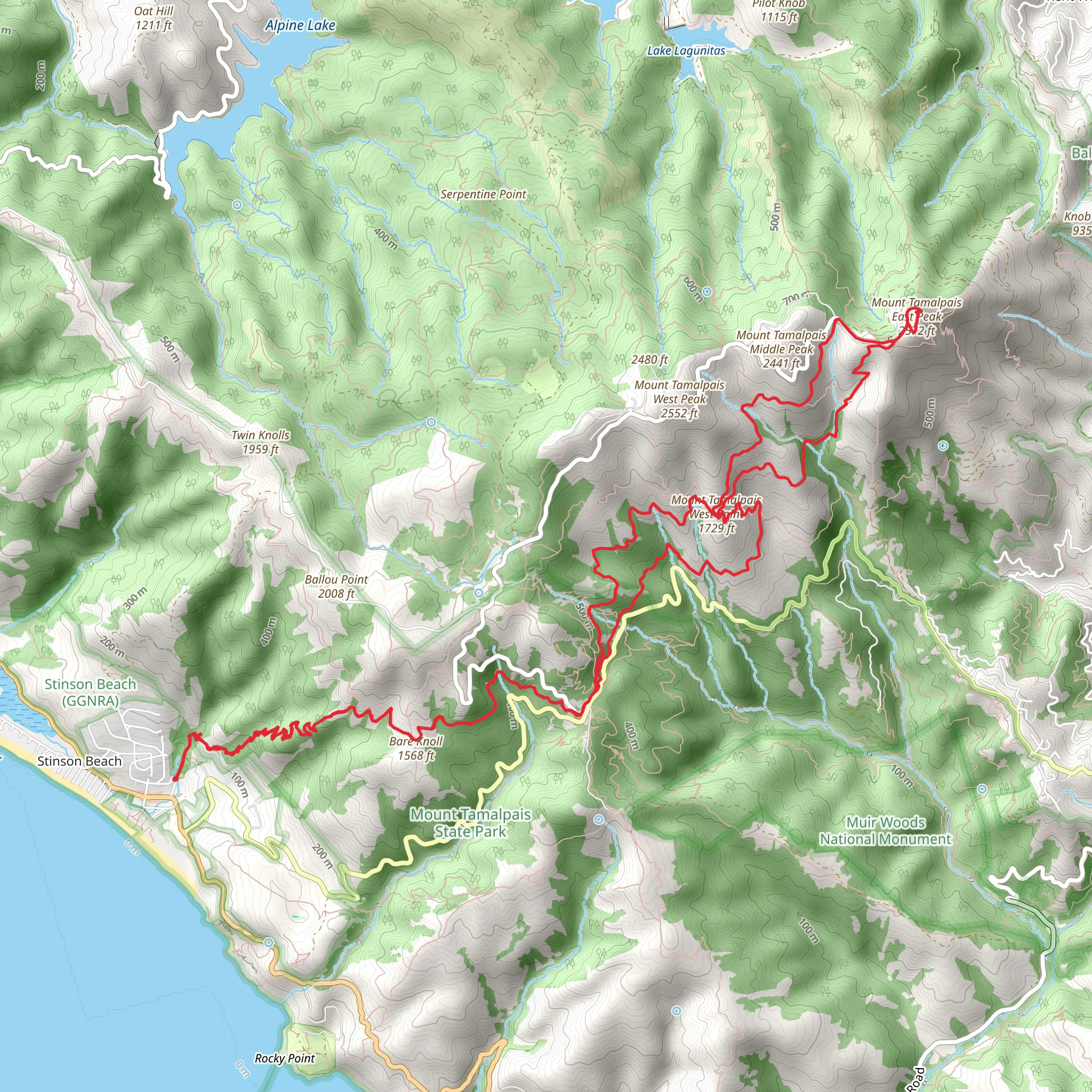 Matt Davis, Mount Tamalpais West Point and Mount Tamalpais East Peak Loop Trail mobile static map