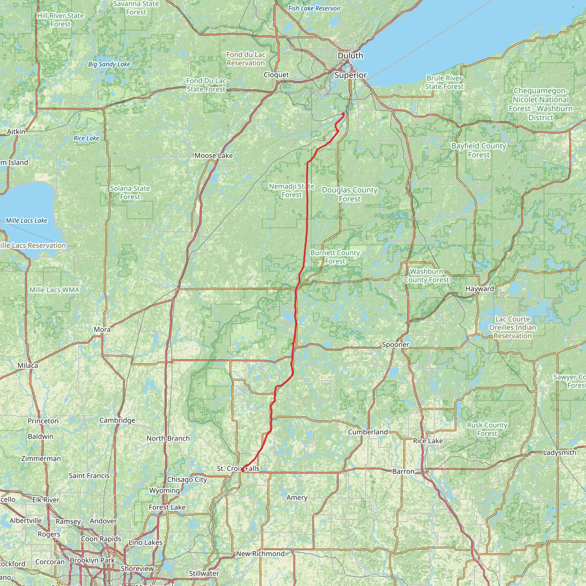 Gandy Dancer State Trail mobile static map