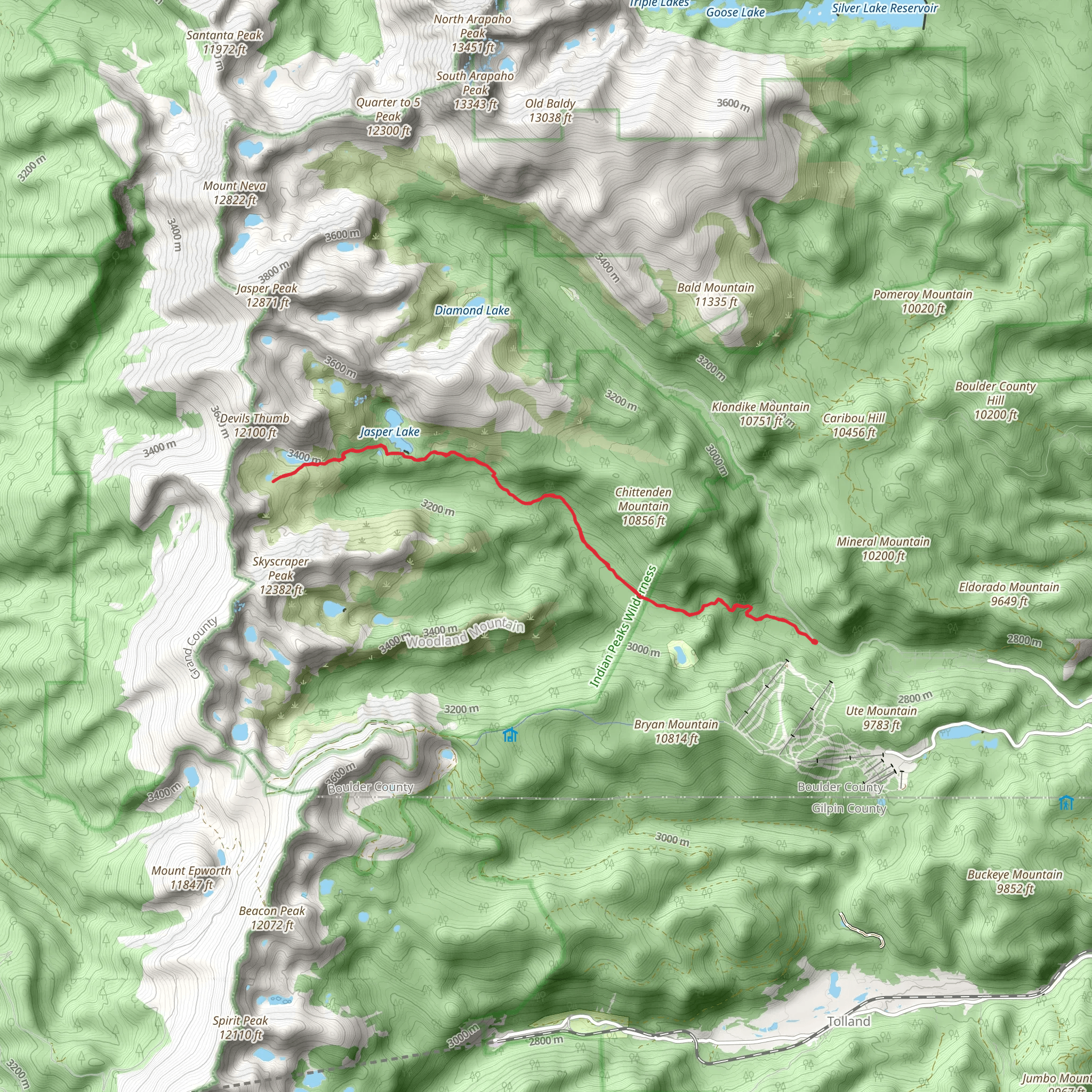 Devil's Thumb Bypass Trail mobile static map