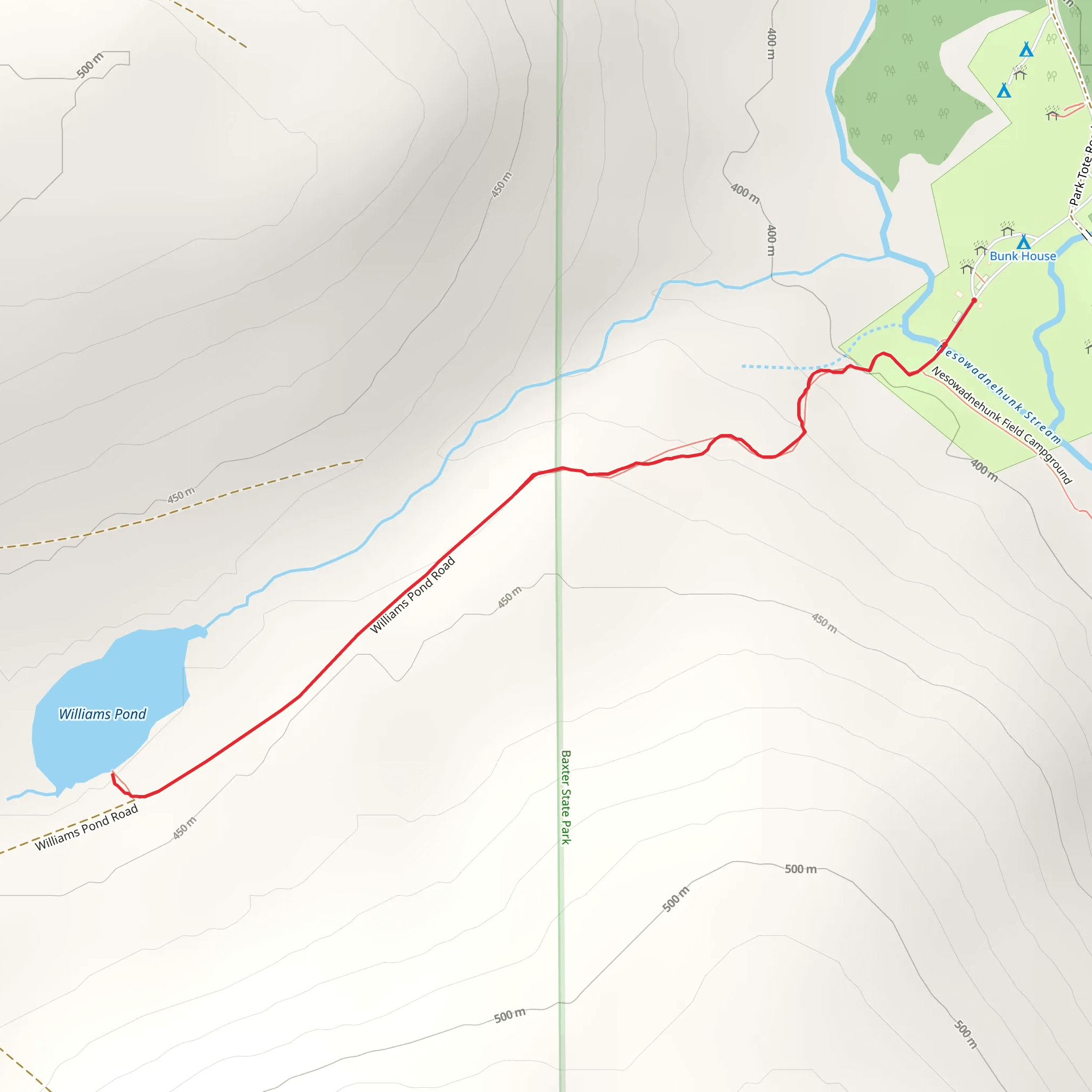 Williams Pond Out and Back mobile static map