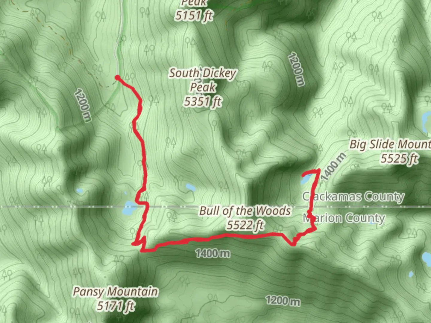 An image depicting the trail Big Slide Lake via Pansy Lake Trail and its surrounding area.