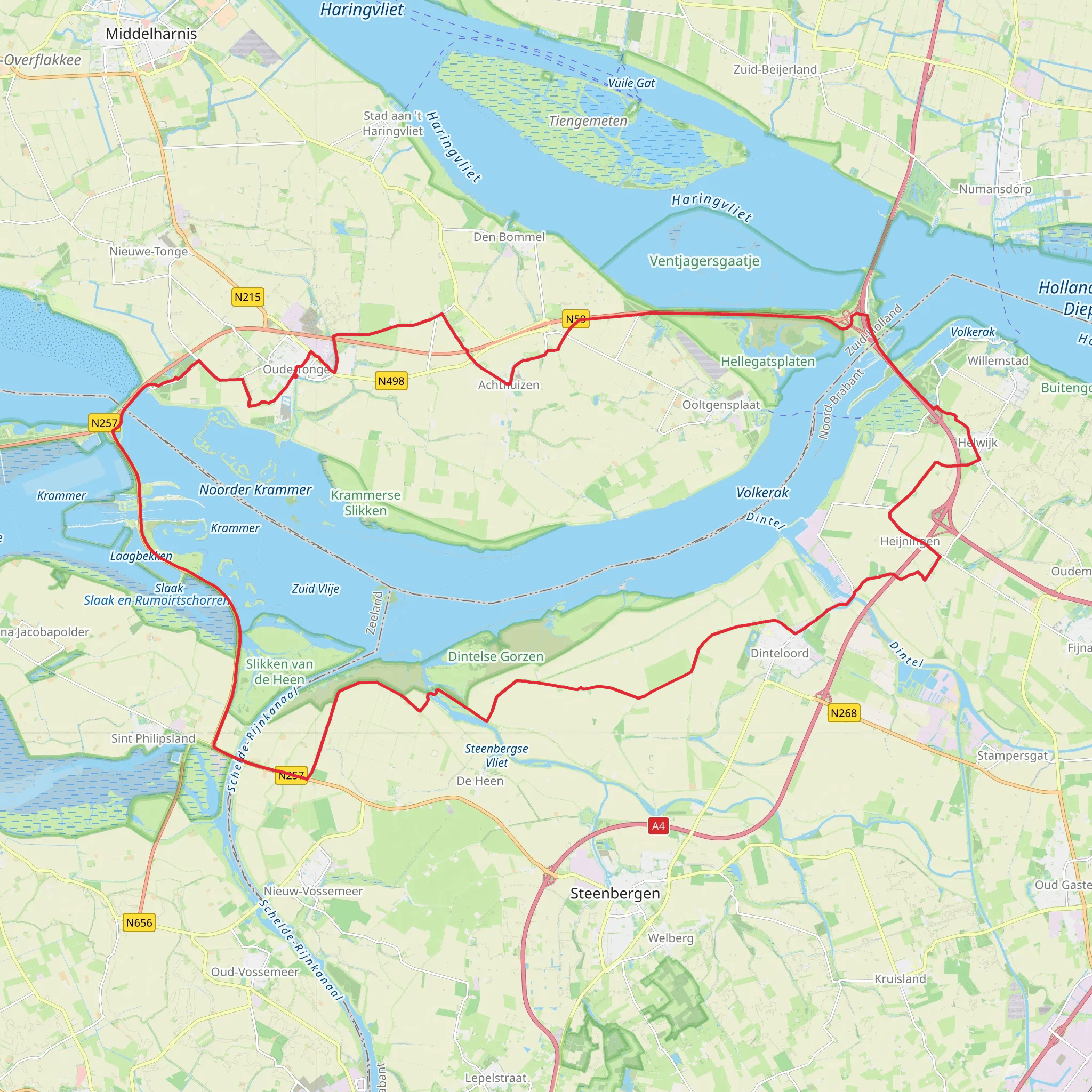 Noorder Krammer, Volkerak and Hellegatsplaten Loop mobile static map