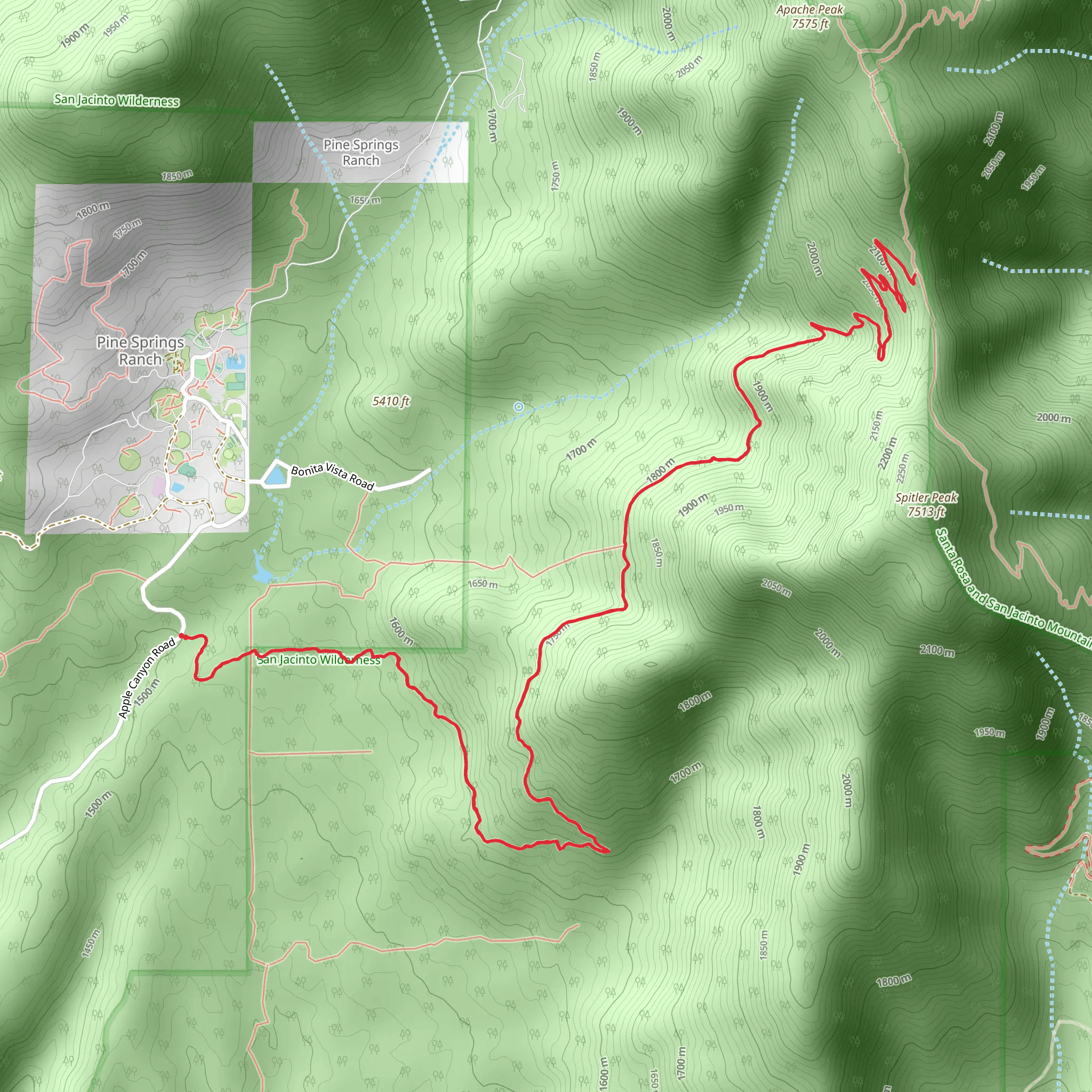 Spitler Peak Trail mobile static map