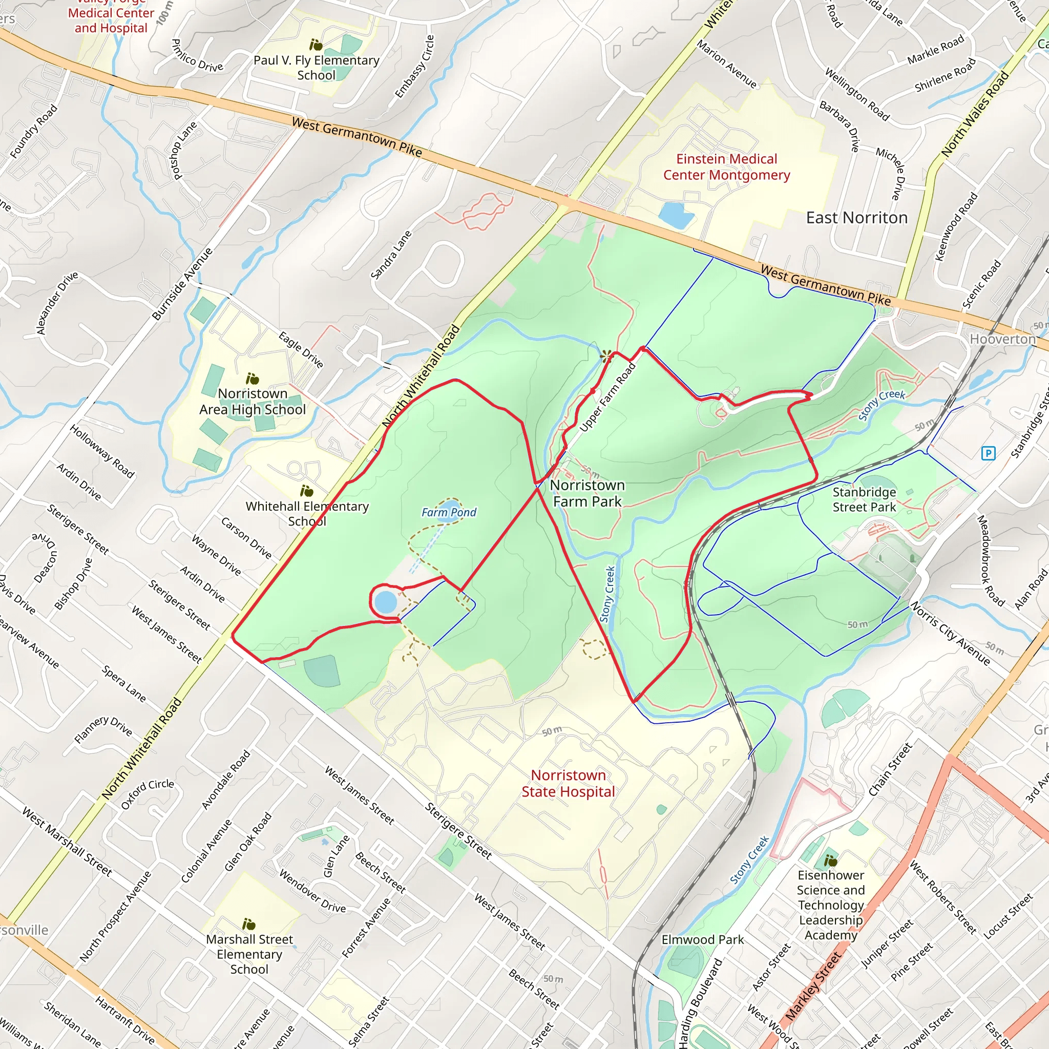 Norristown Farm Park Loop mobile static map