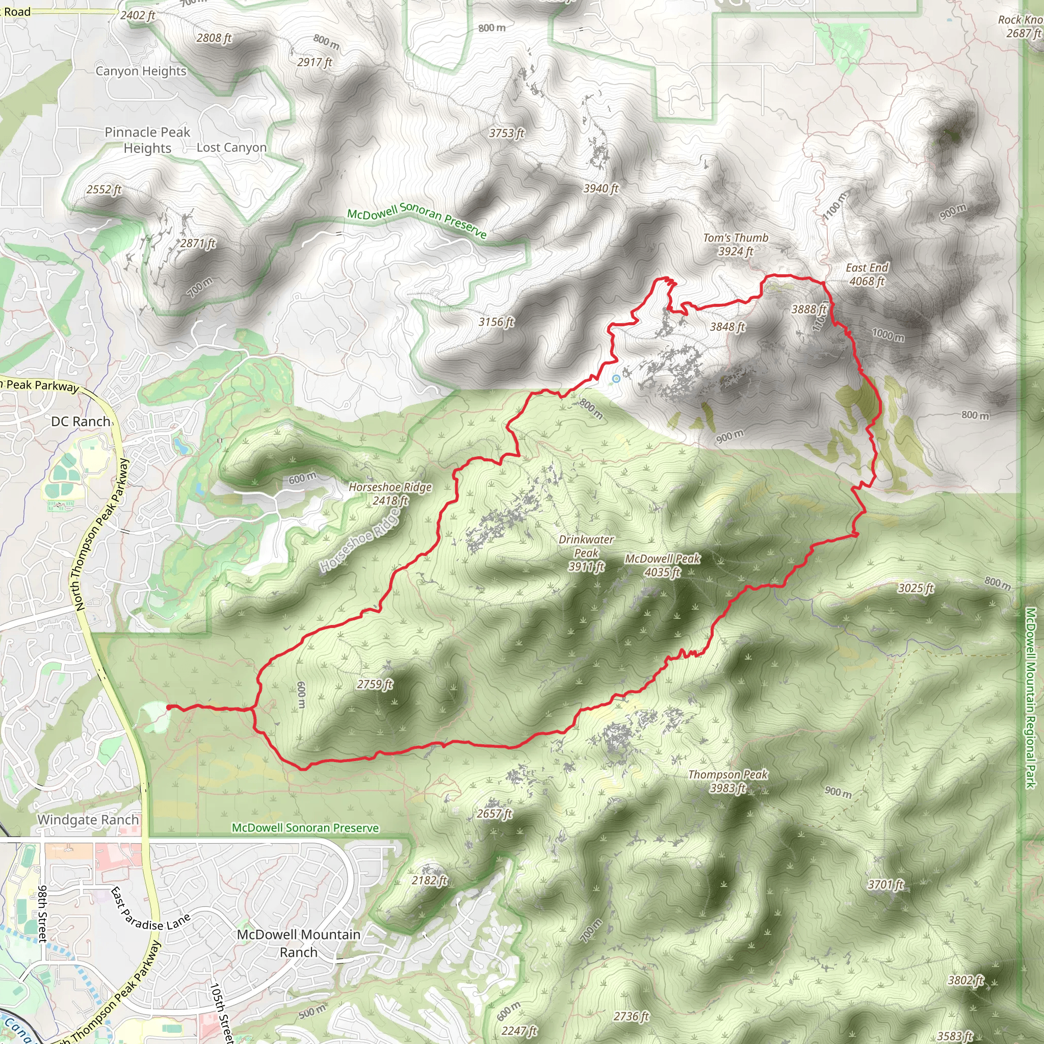 Bell Pass - East End - Tom's Thumb Loop Trail mobile static map