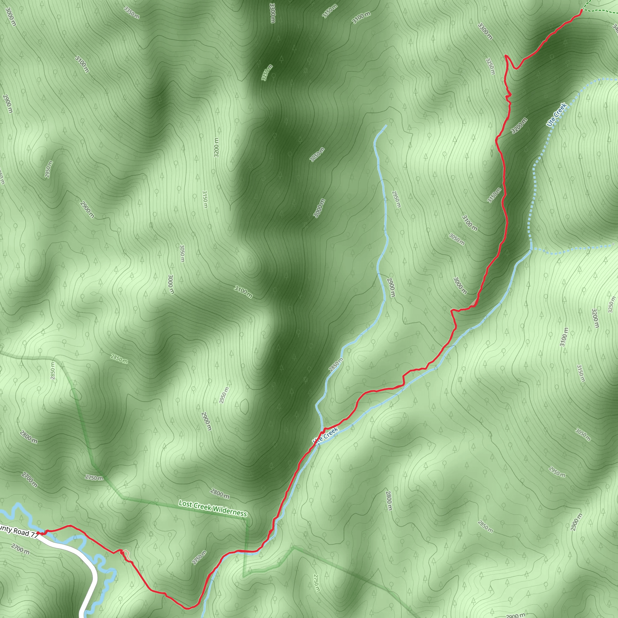 Ute Creek Trail mobile static map
