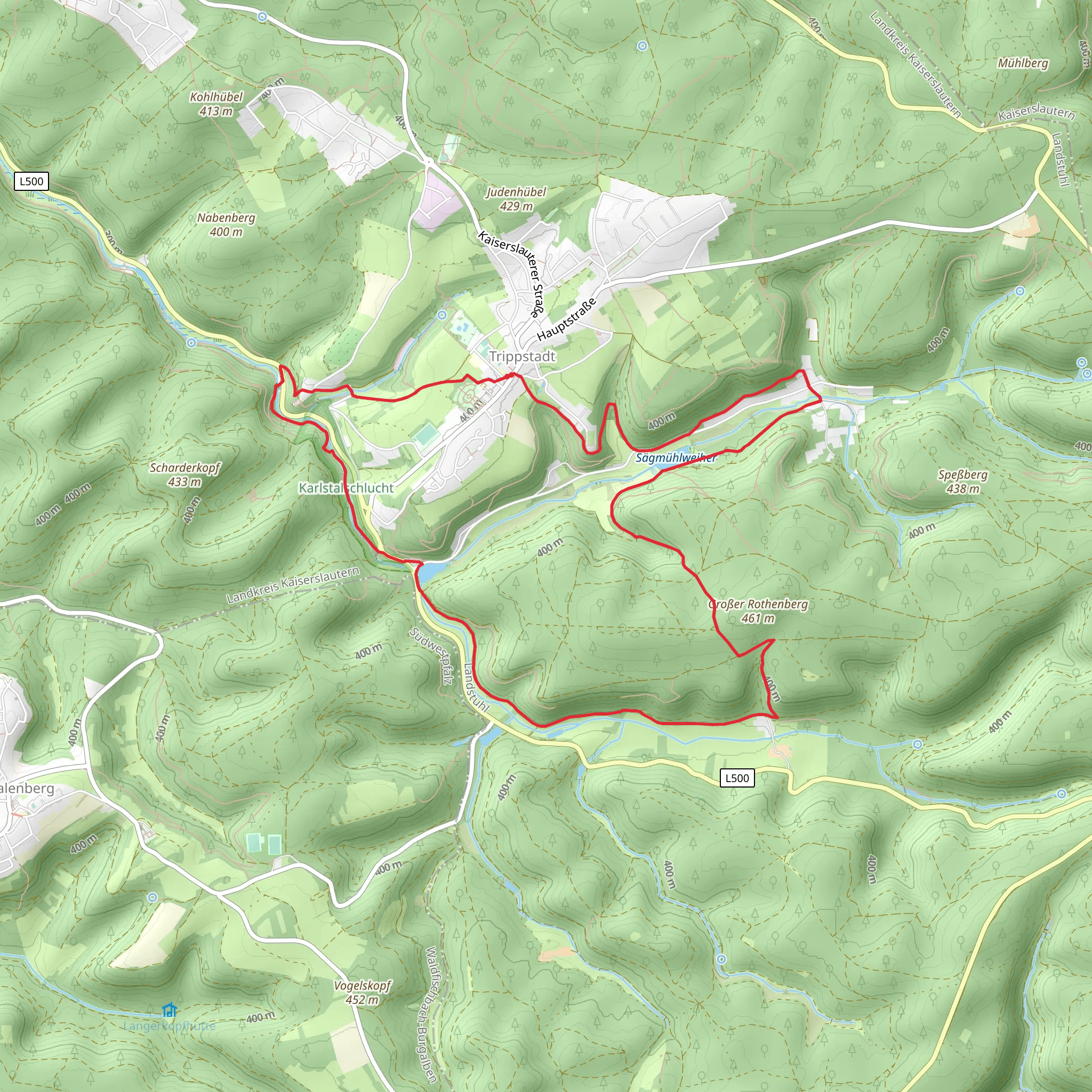 Heidenkopf, Gutenbrunnen and Kottelbach Loop mobile static map