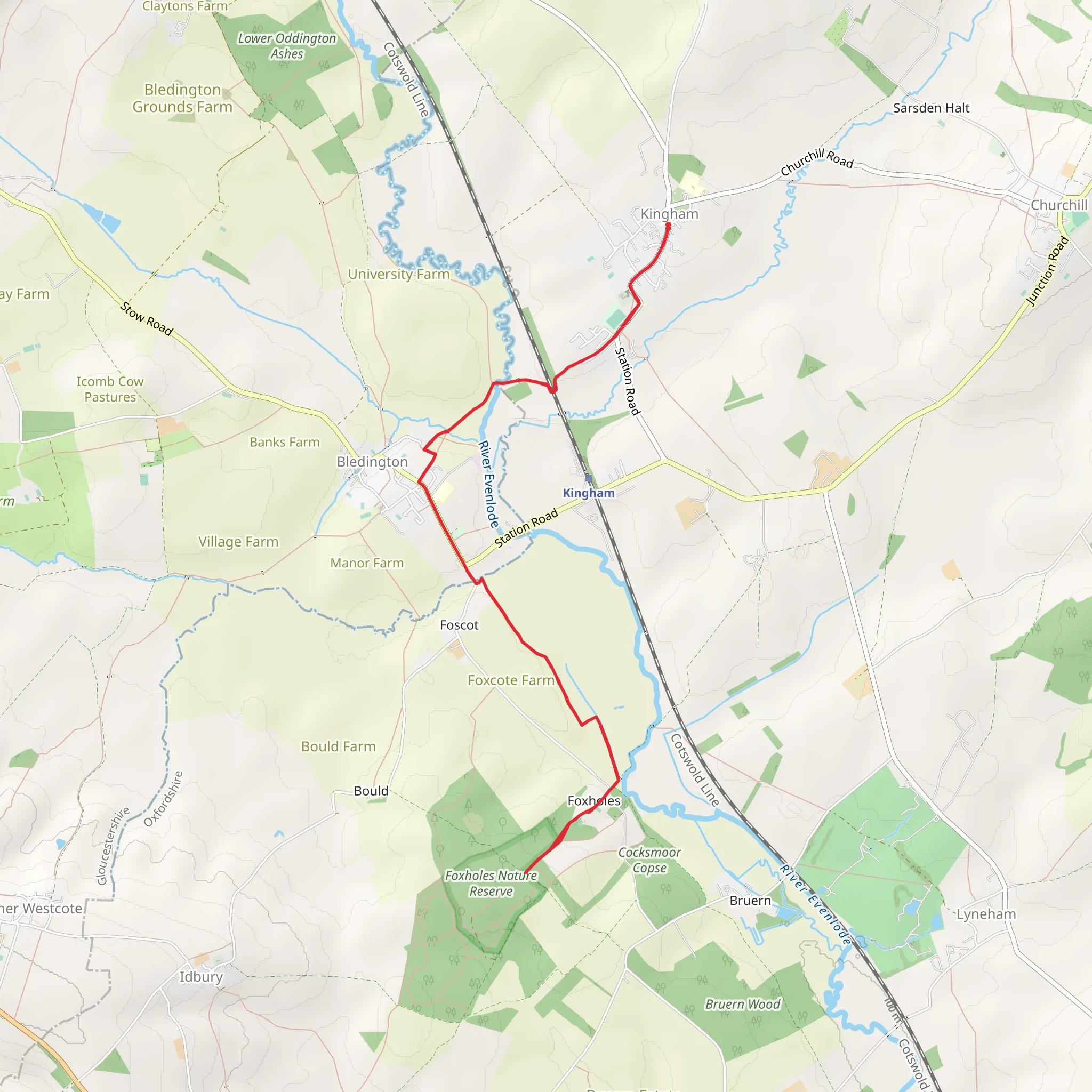Kingham-Bledington-Foxholes mobile static map