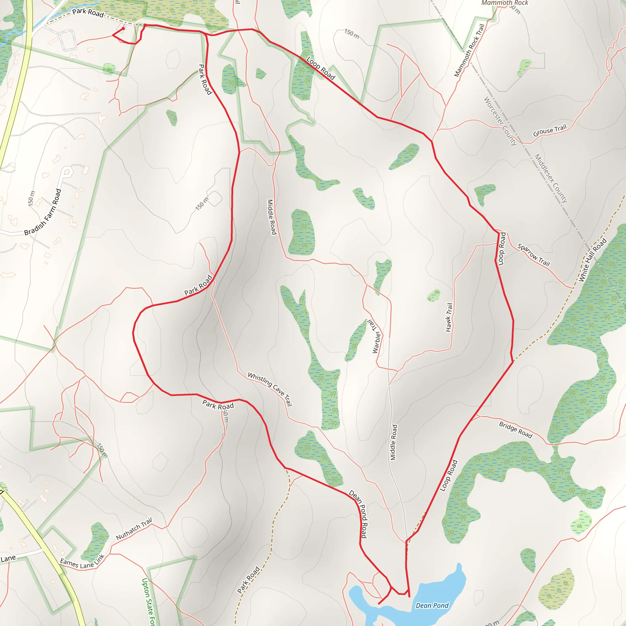 Upton State Forest and Dean Pond Loop mobile static map