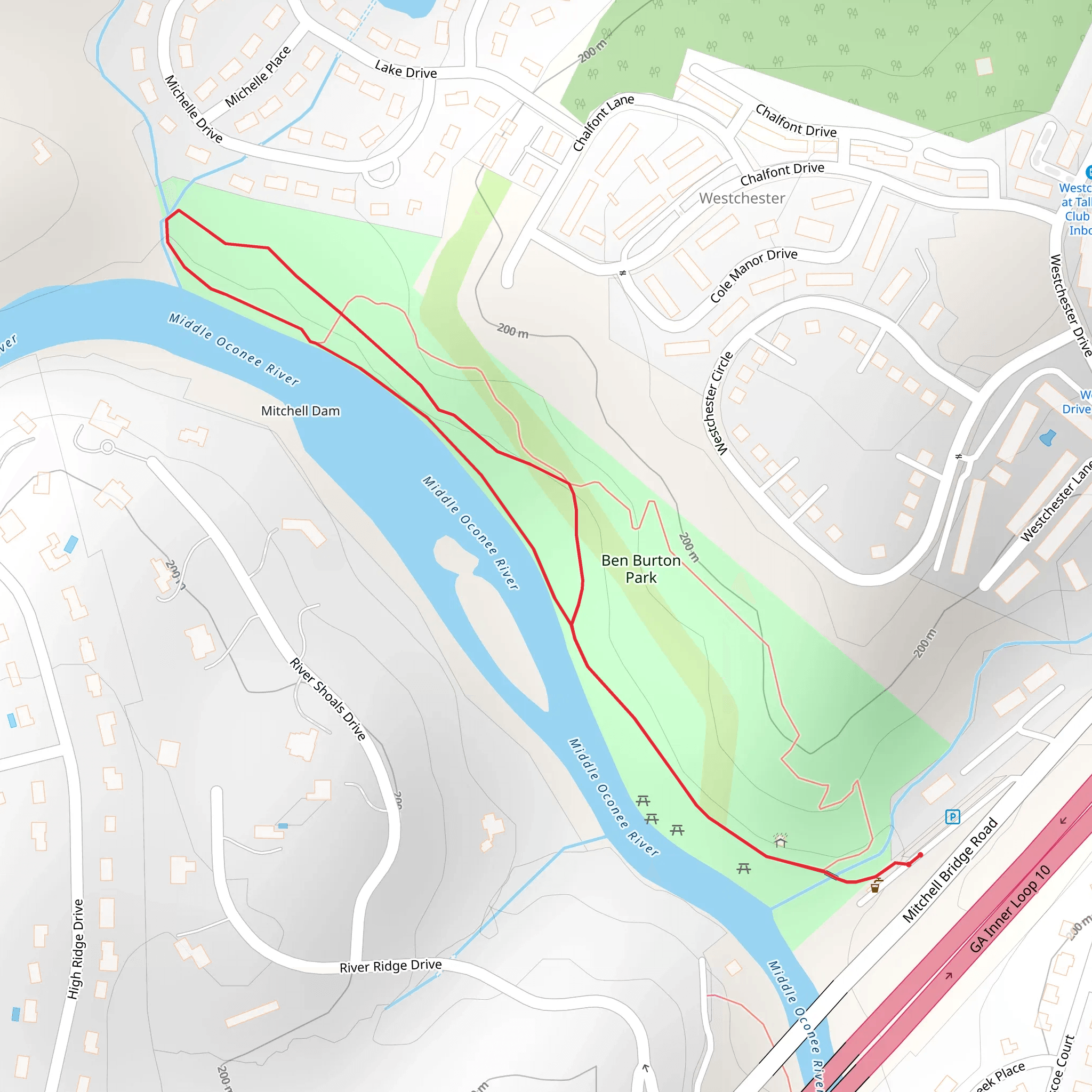 Middle Oconee River Loop mobile static map