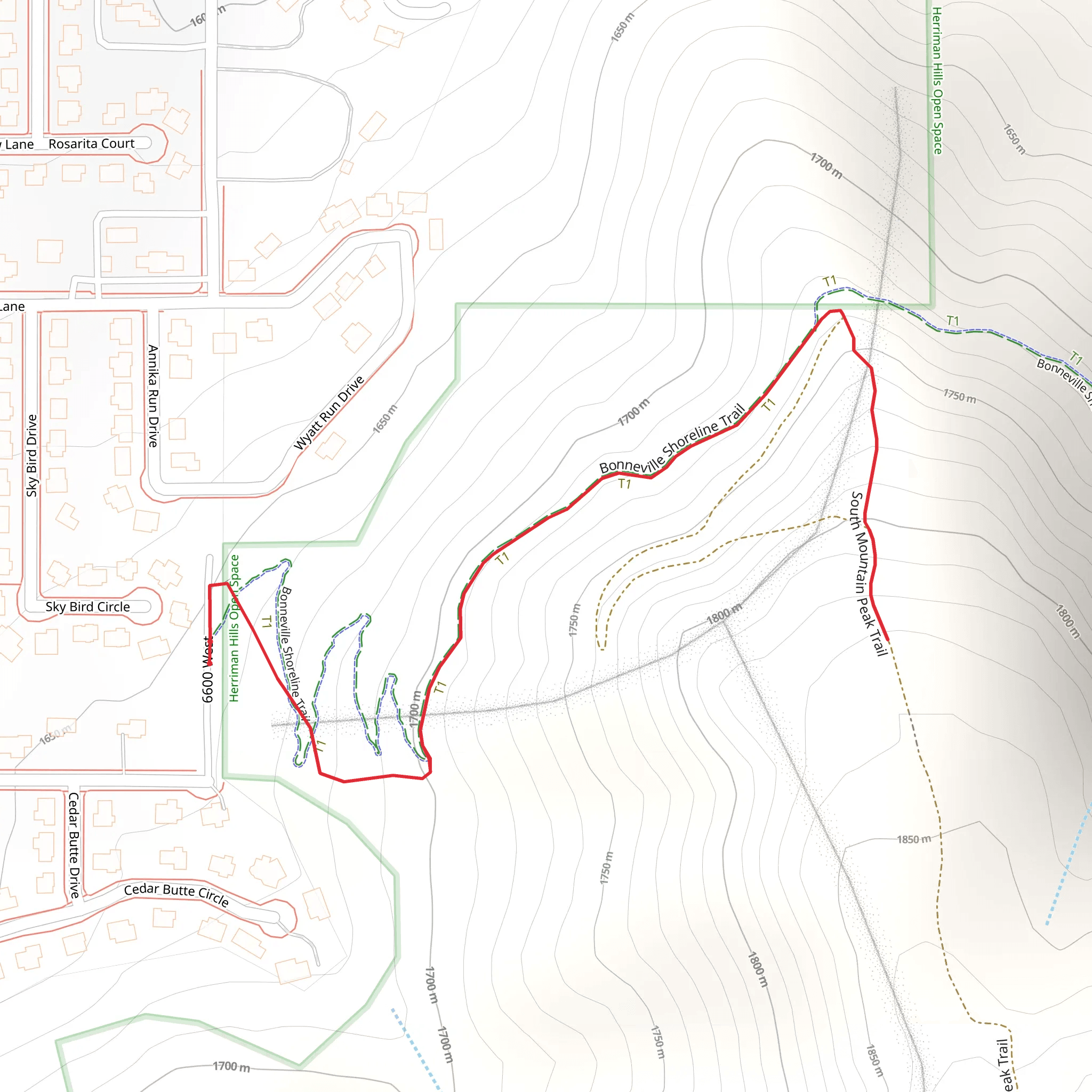 Bonneville Shoreline Trail and South Mountain Peak Trail mobile static map