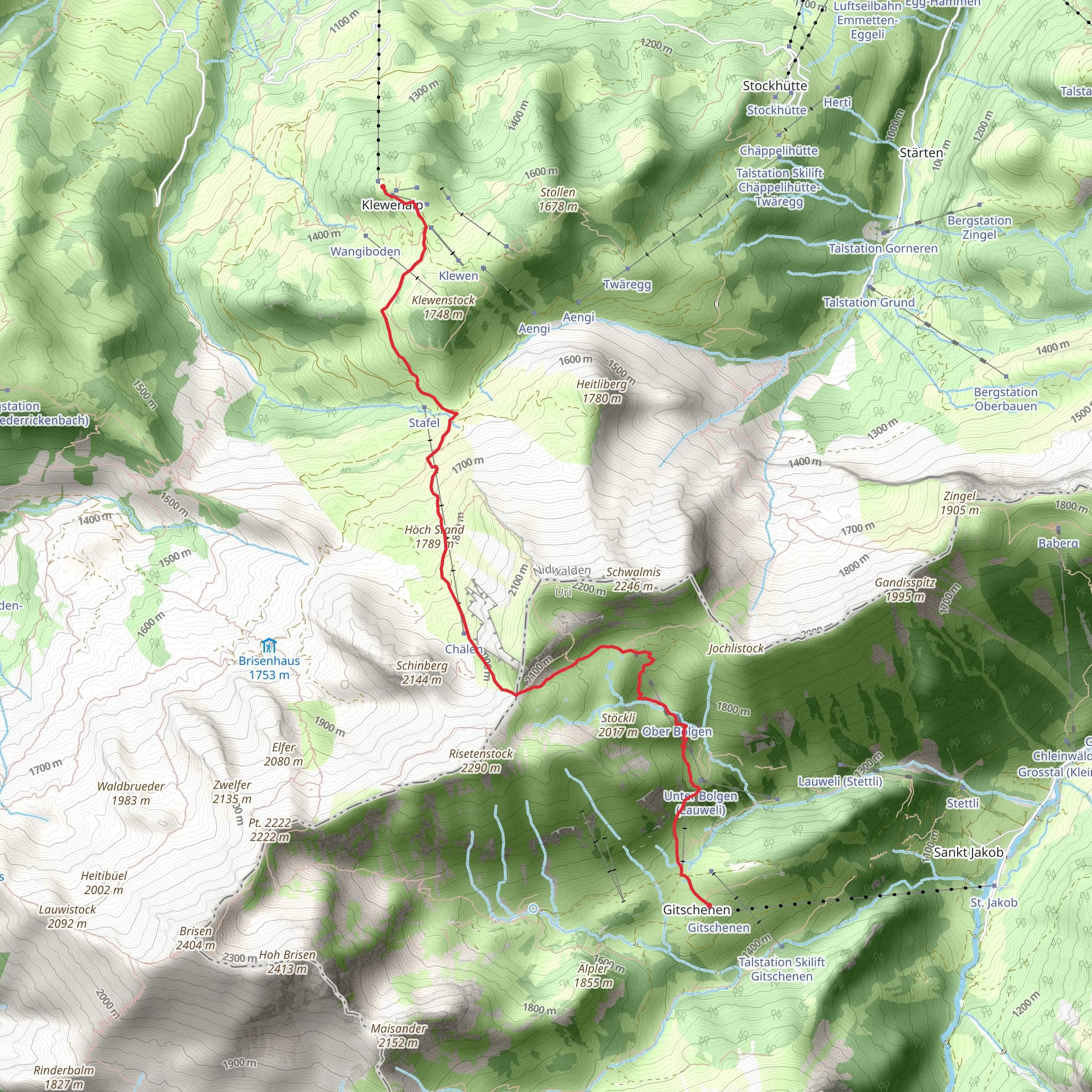 Klewenalp to Gitschenen mobile static map