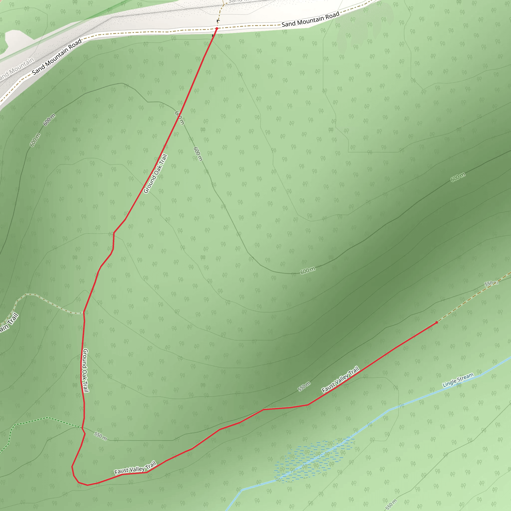 Ground Oak Trail and Faust Valley Trail mobile static map