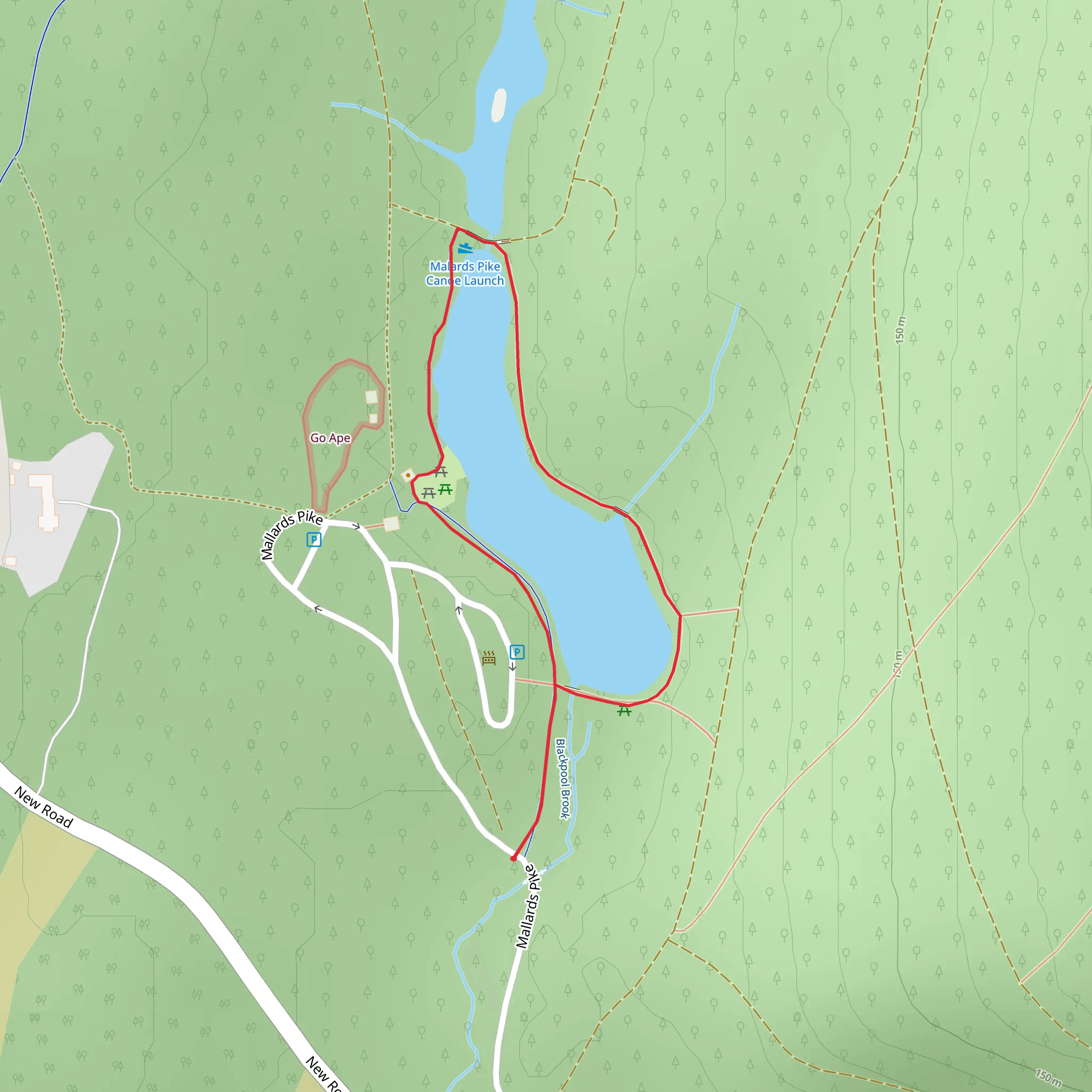 Mallards Pike Lake Loop mobile static map