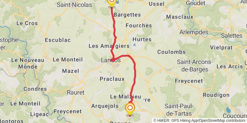 GR70 - Stevenson Trail alt 1 Map