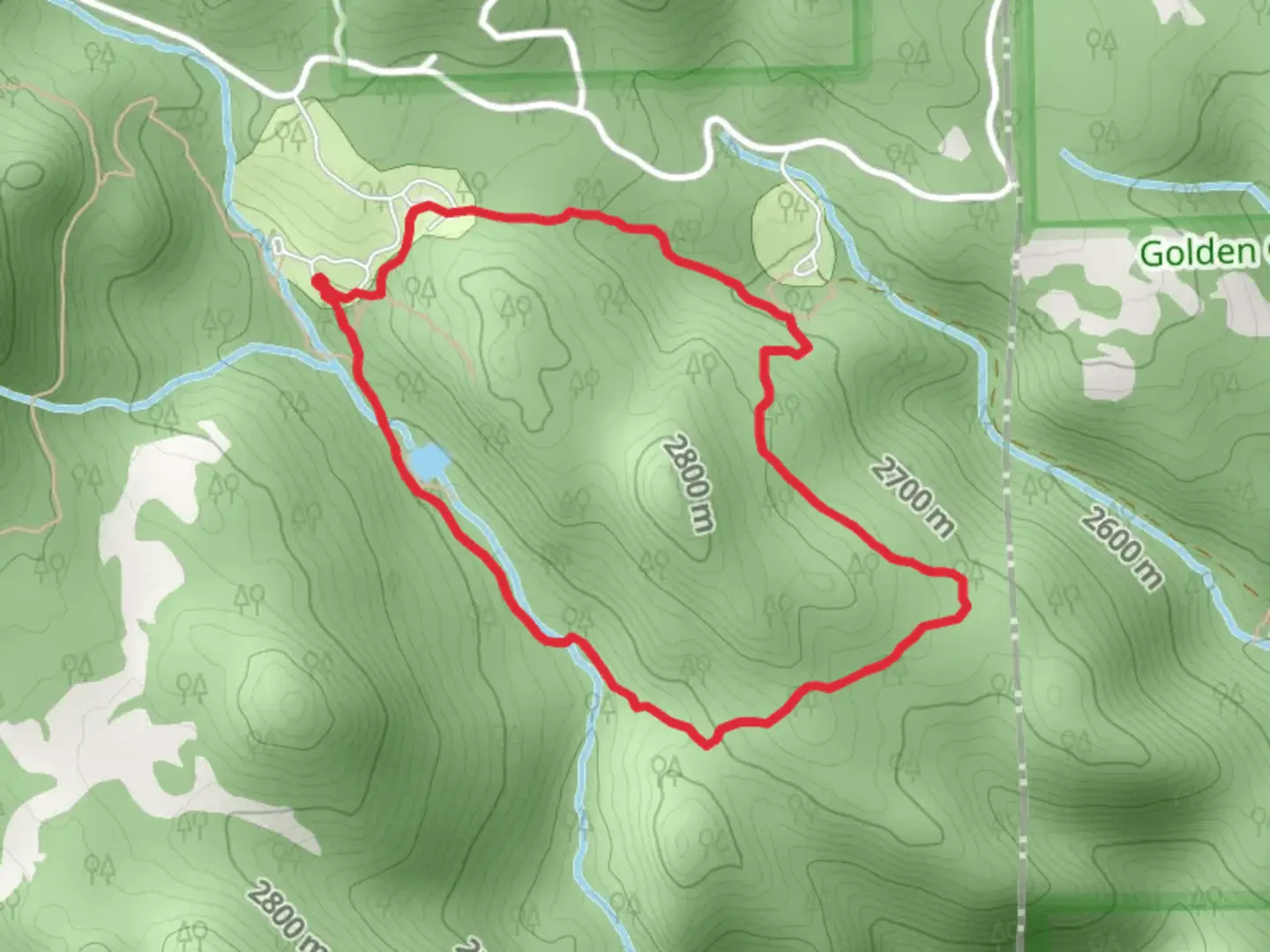 An image depicting the trail Snowshoe Hare Loop Trail and its surrounding area.
