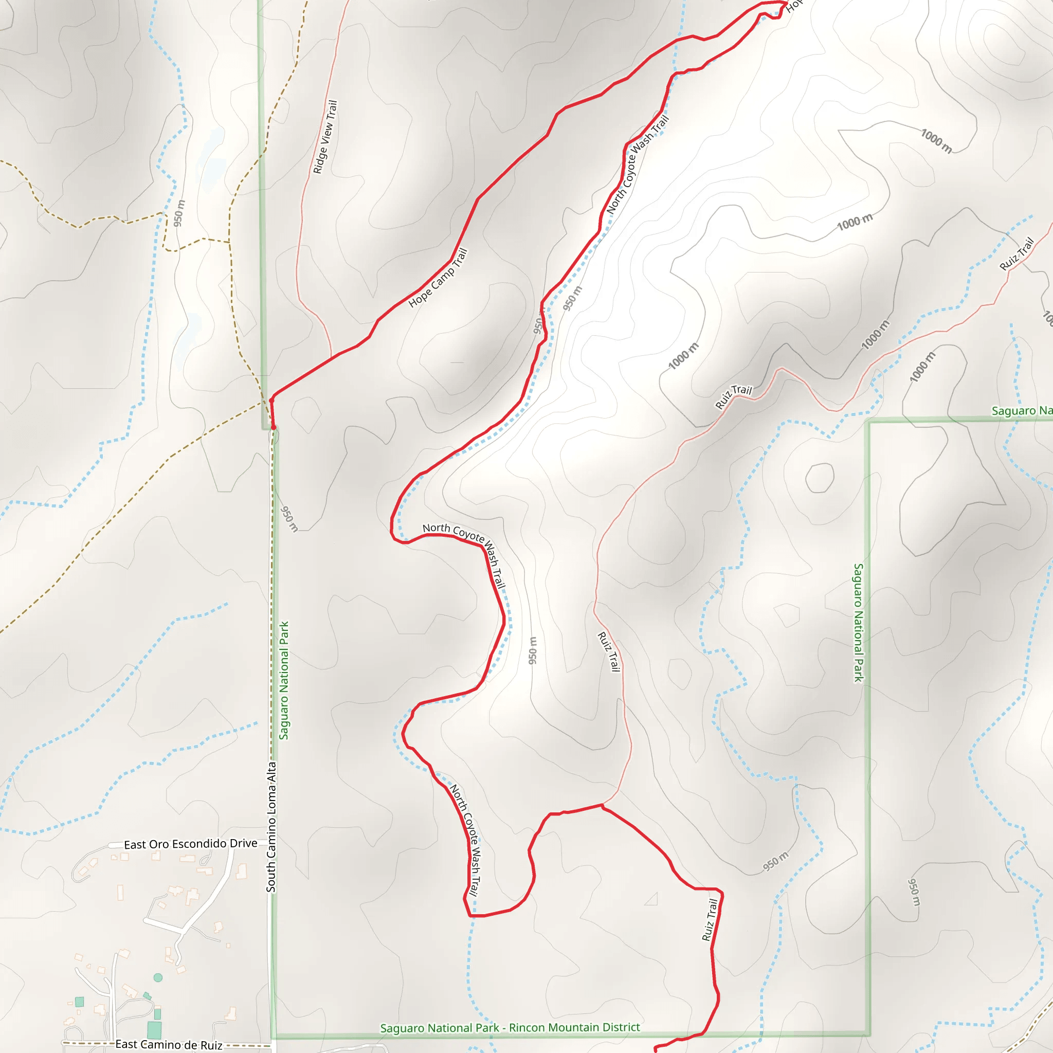 North Coyote Wash Trail via Hope Camp Trail mobile static map