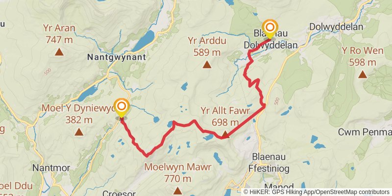 24 Peaks Circuit from Llanberis stage 3 Map