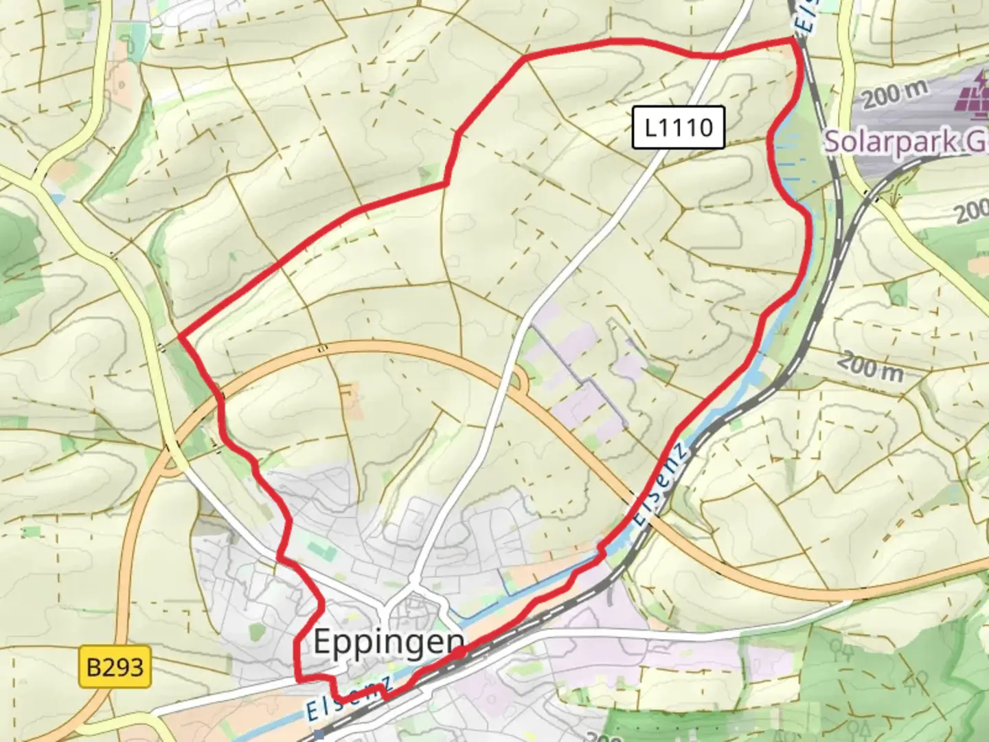 An image depicting the trail Eppingen Loop and its surrounding area.