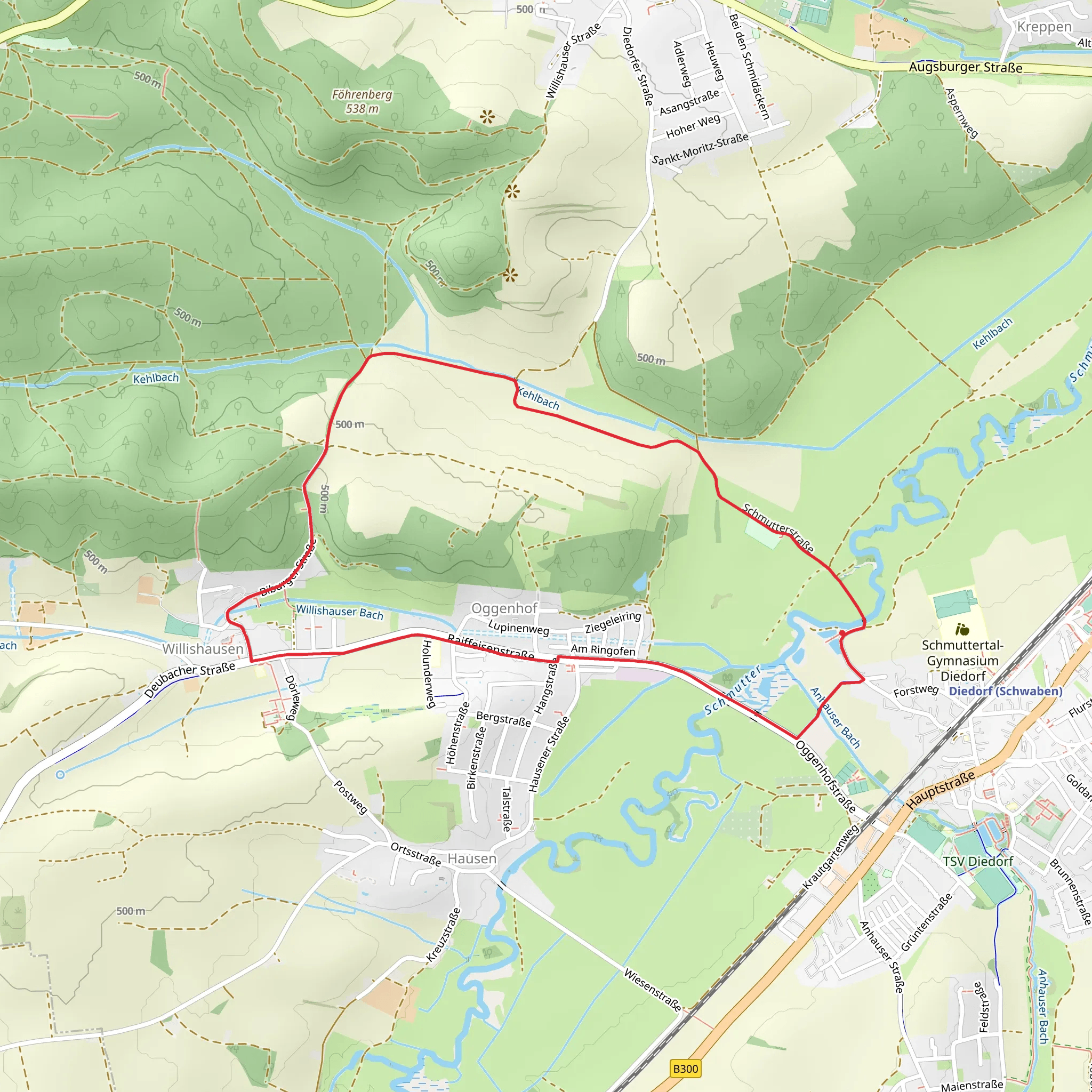 Oggenhof Loop via Blaues X mobile static map