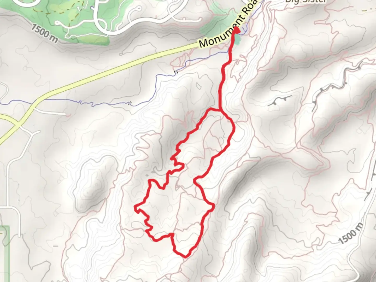 An image depicting the trail Pet-E-Kes Trail, High Noon Trail and Moto Trail Loop and its surrounding area.