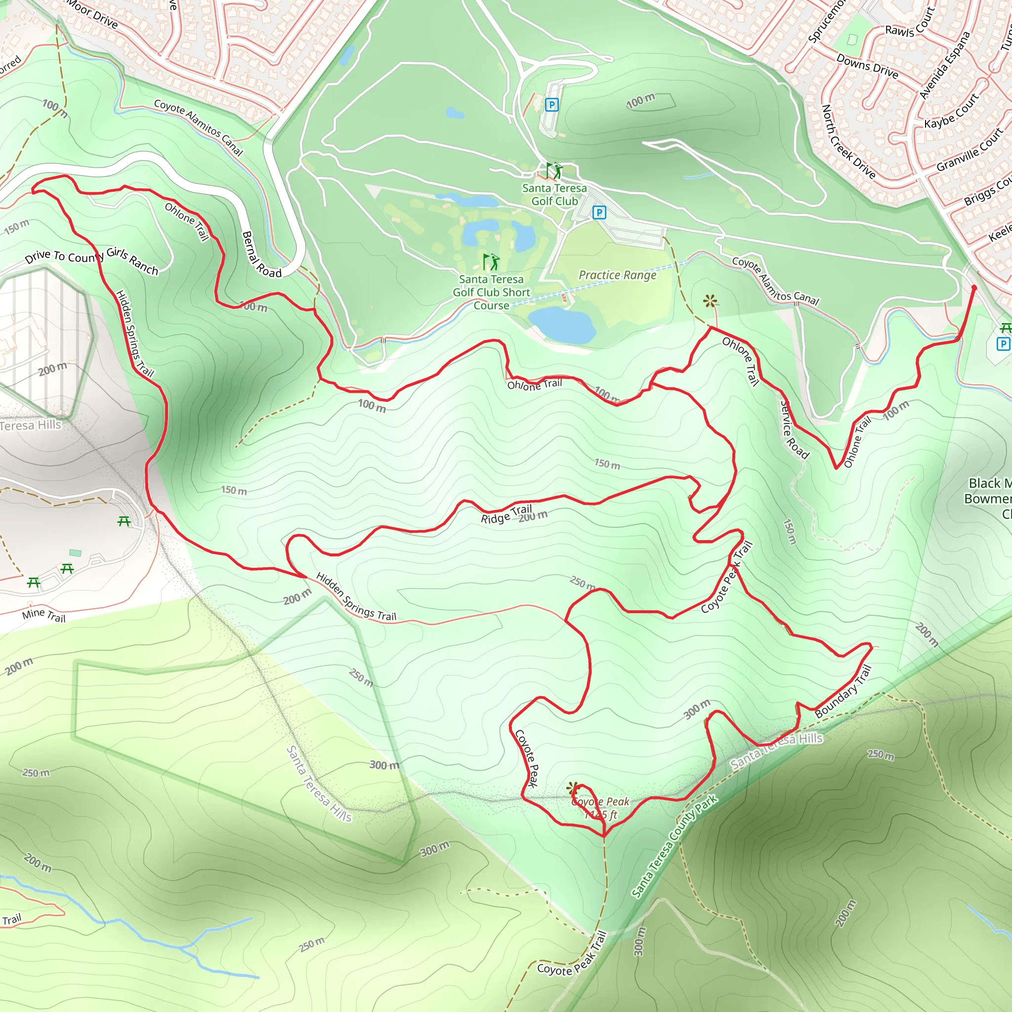 Ohlone Trail and Ridge Trail Loop mobile static map