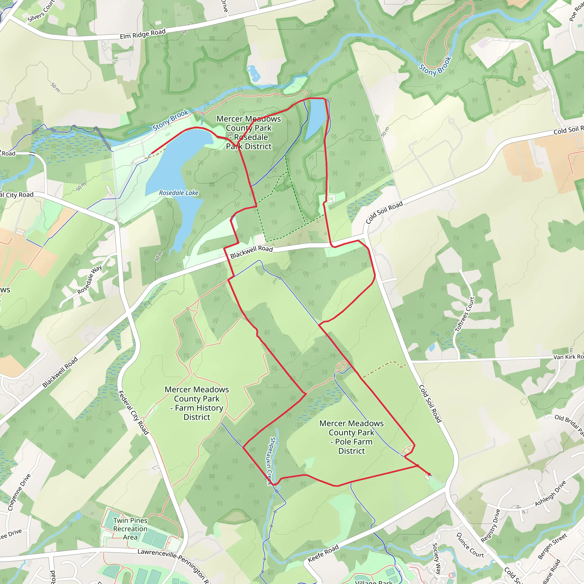 Lawrence Hopewell Trail and Rosedale Lake Walk mobile static map