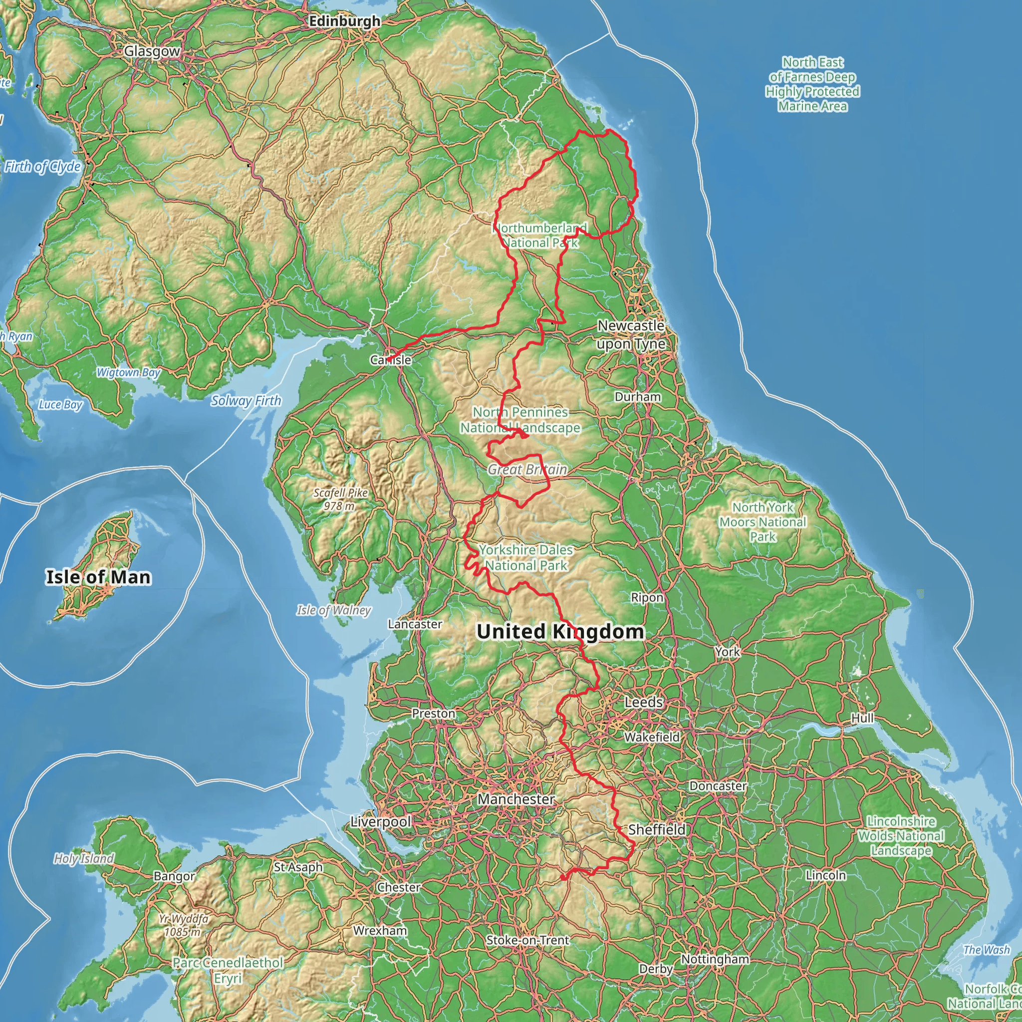 Carlisle to Cat and Fiddle Walk mobile static map