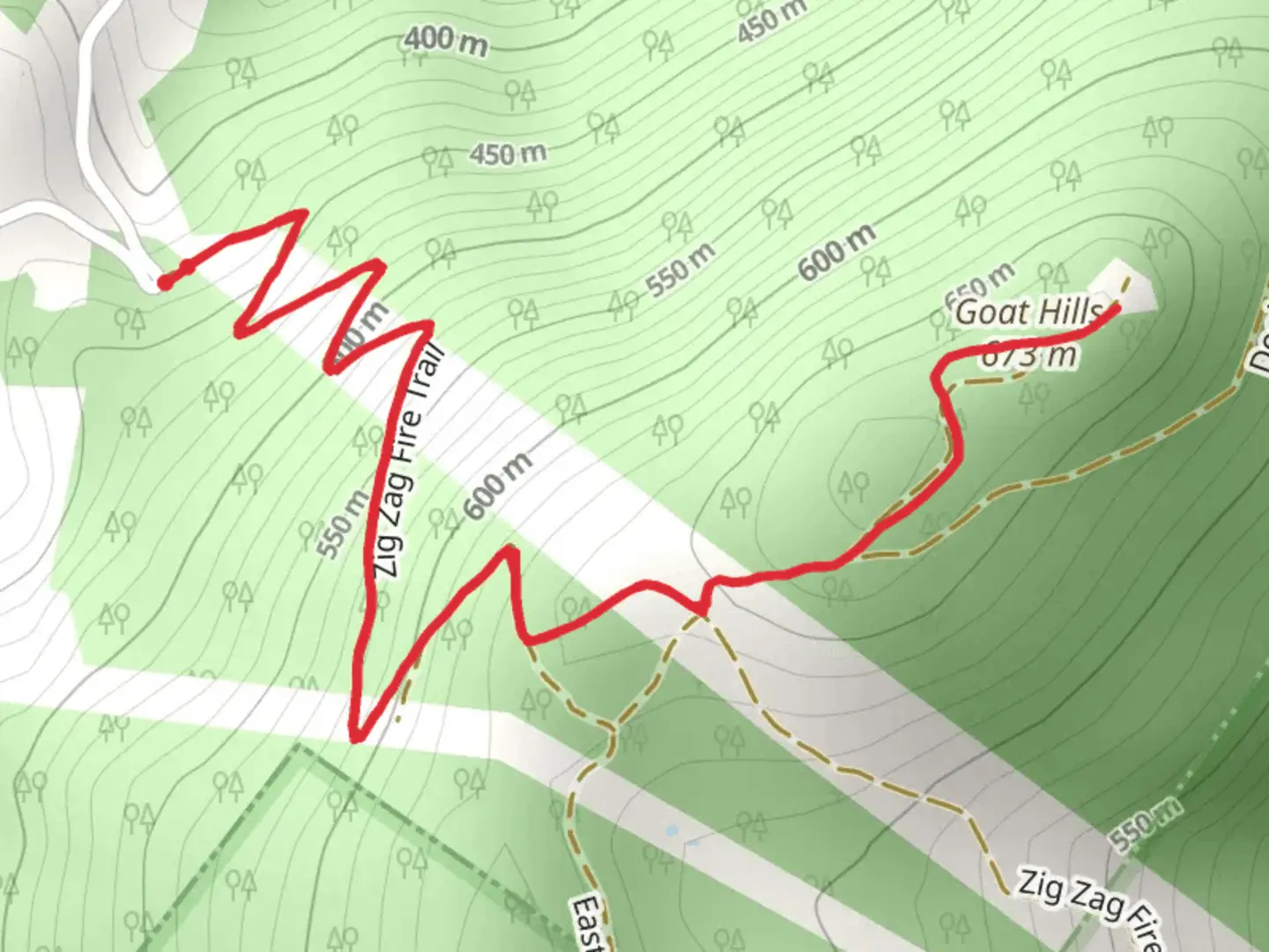 An image depicting the trail Goats Hill North - N R Pierce Reserve Trail and its surrounding area.