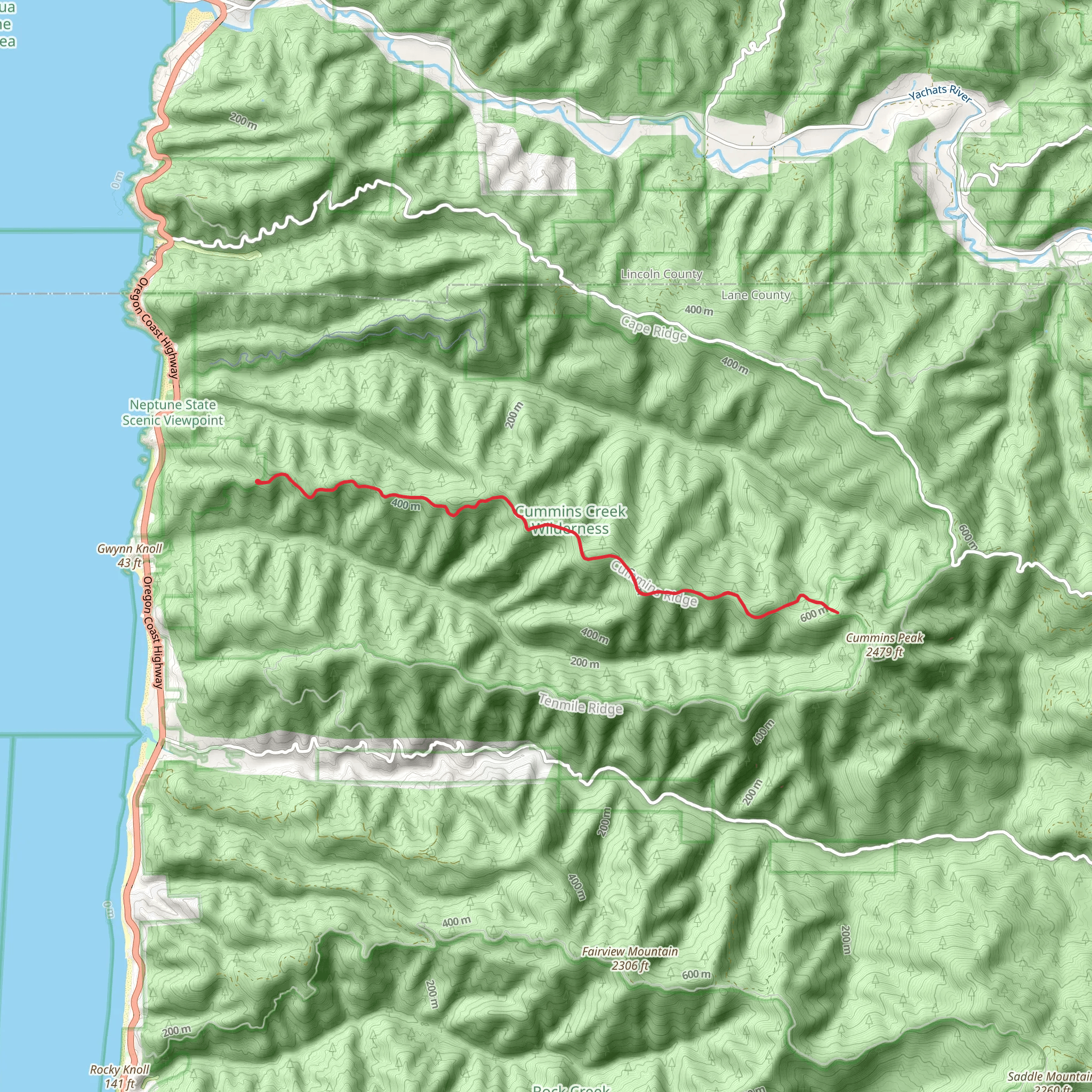 Cummins Ridge Trail mobile static map