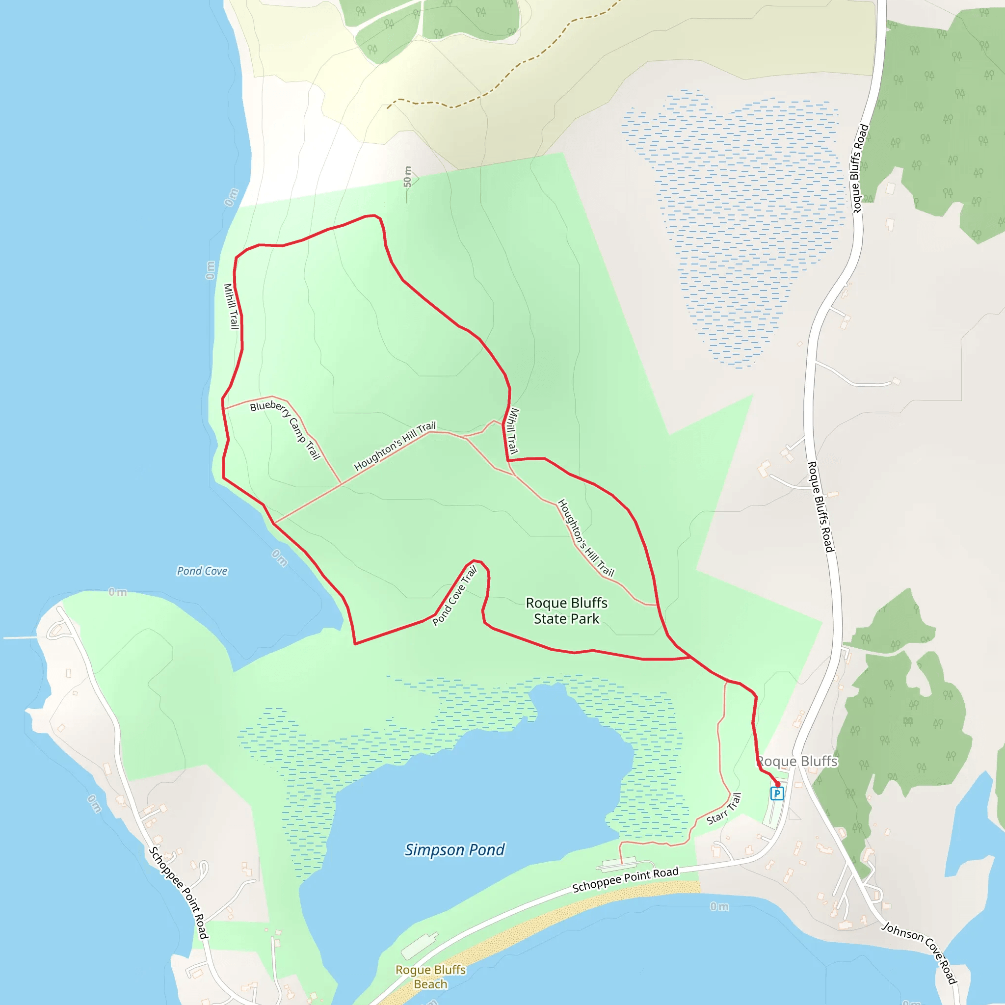 Roque Bluffs State Park Loop mobile static map