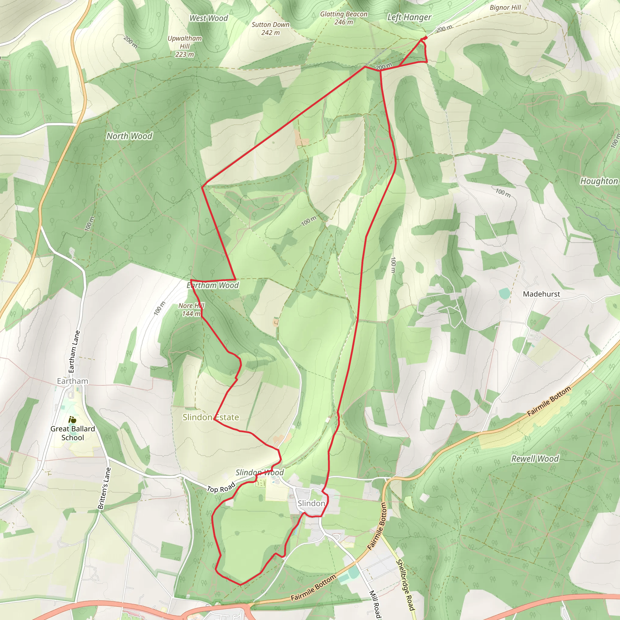 Eartham Wood and Slindon Wood Loop mobile static map