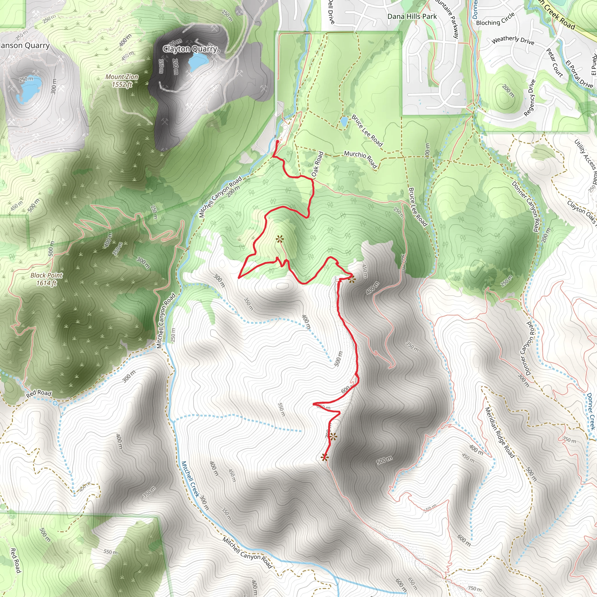 Mitchell Rock, Twin Peaks and Eagle Peak via Mitchell Rock Trail mobile static map