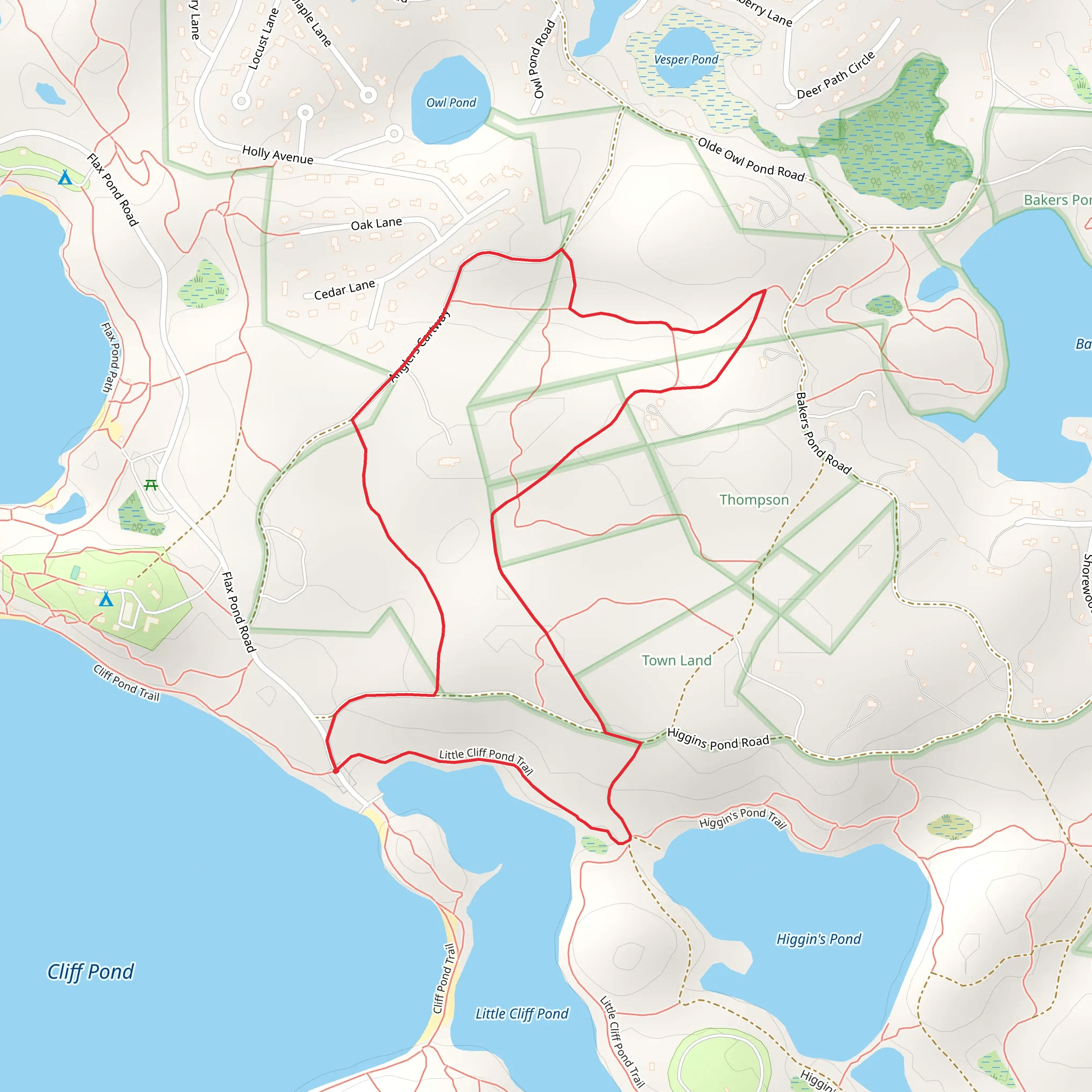 Little Cliff Pond and Anglers Cartway Loop Trail mobile static map