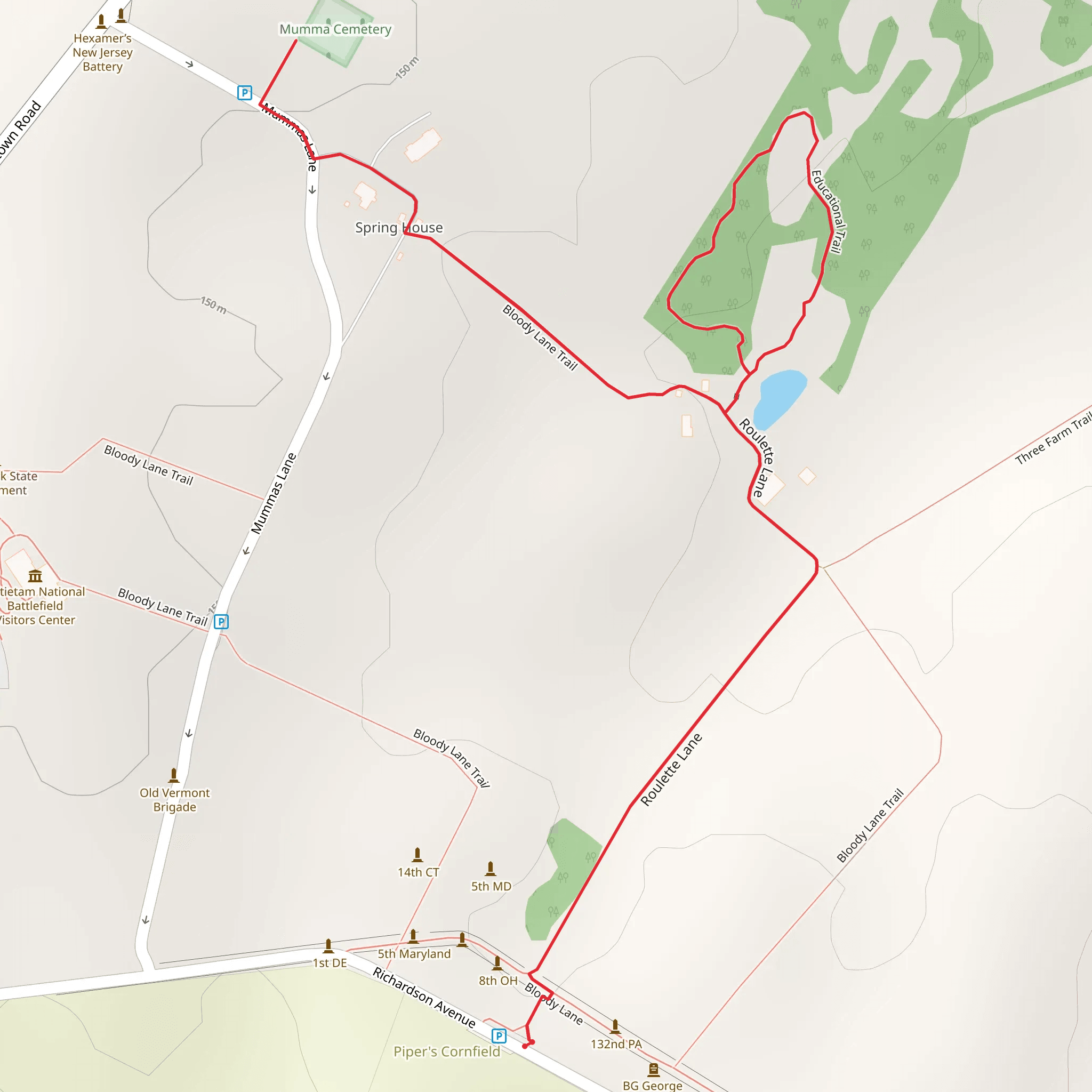 Roulette Lane and Bloody Lane Trail mobile static map