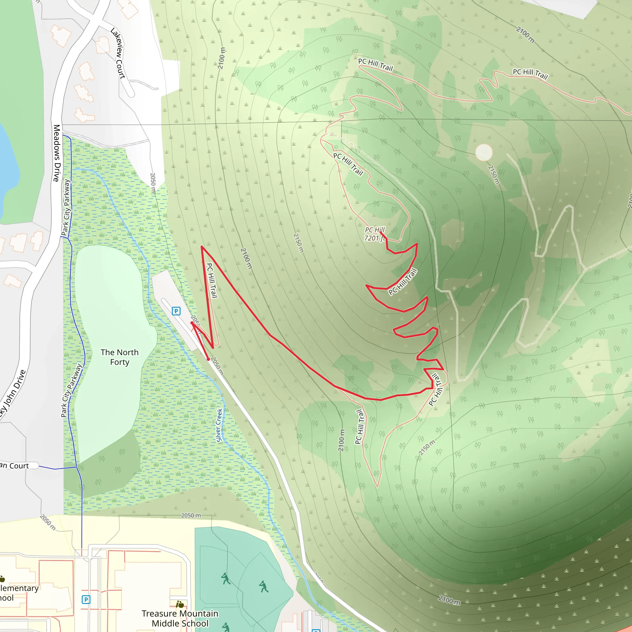 PC Hill Trail mobile static map