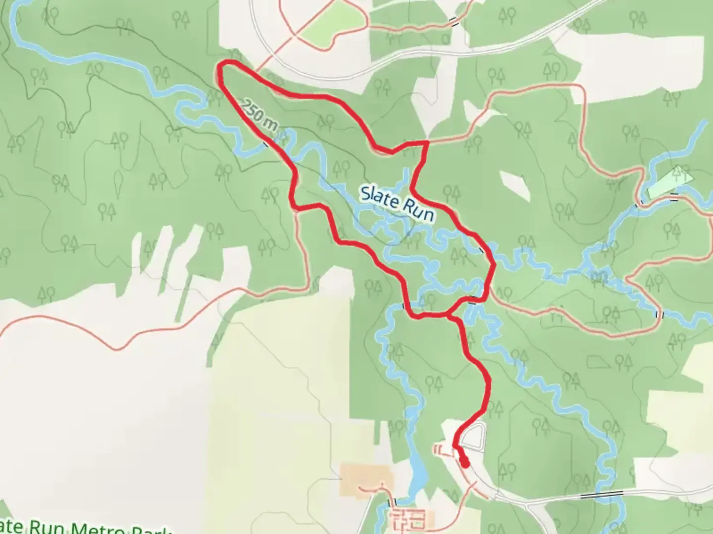 An image depicting the trail Five Oaks Trail and Sugar Maple Trail Loop and its surrounding area.