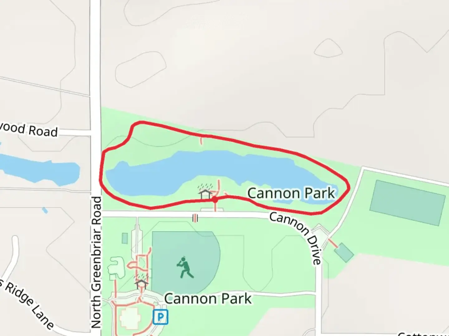 An image depicting the trail Cannon Park Loop and its surrounding area.