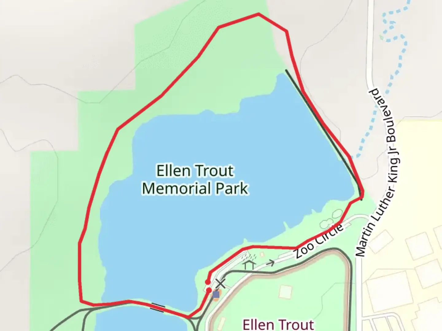 An image depicting the trail Ellen Trout Memorial Lake Loop and its surrounding area.