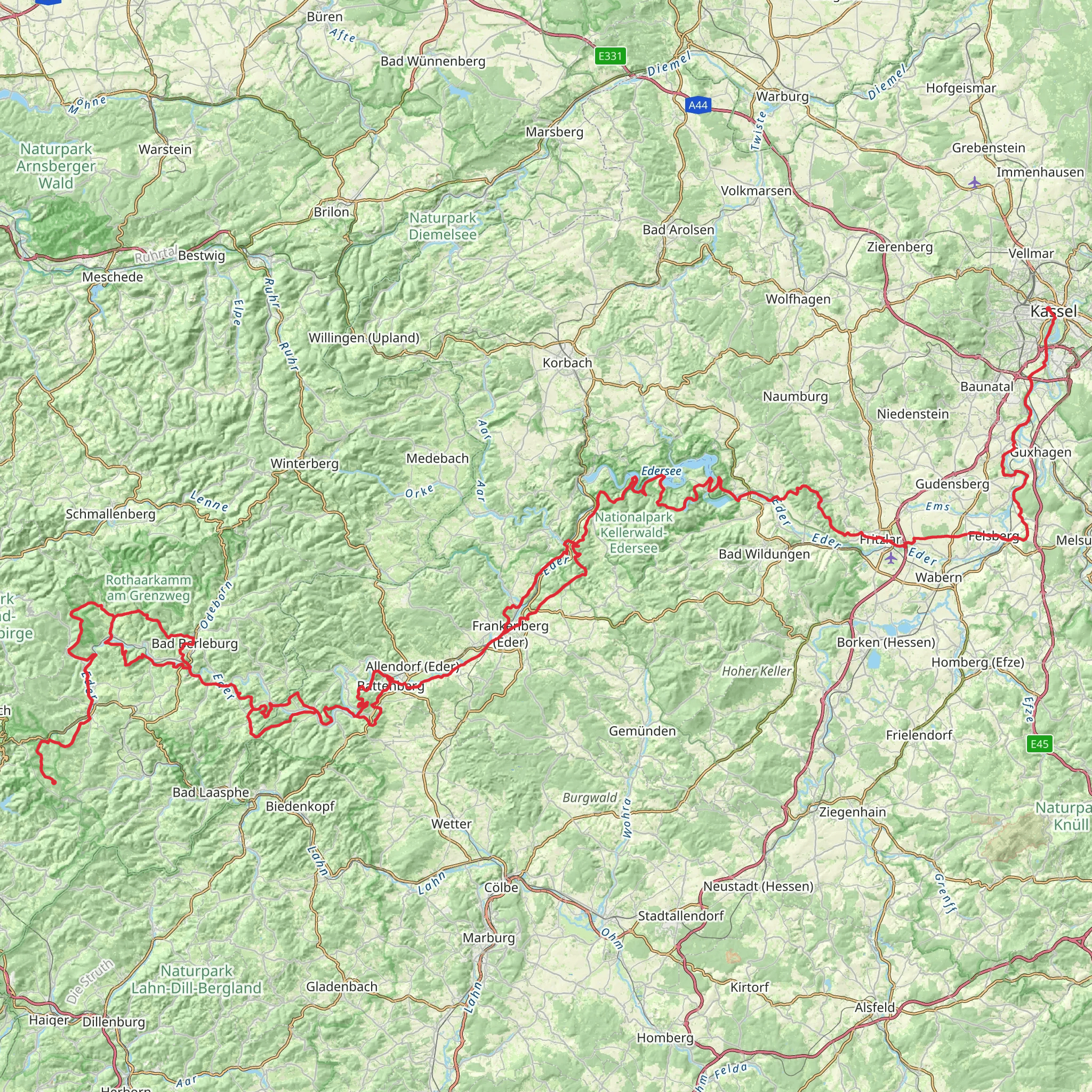 Ederhöhenweg mobile static map