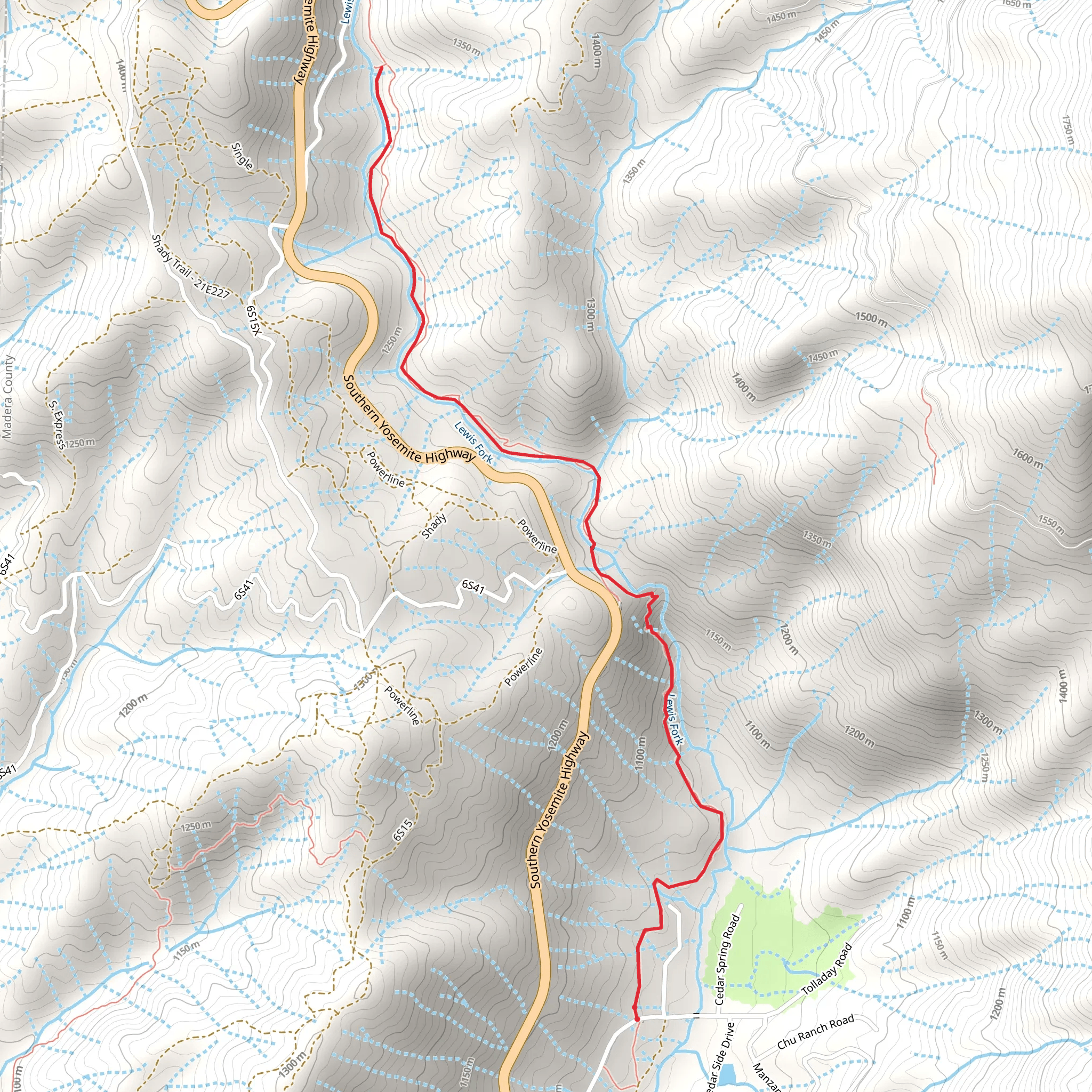 Lewis Creek Trail mobile static map