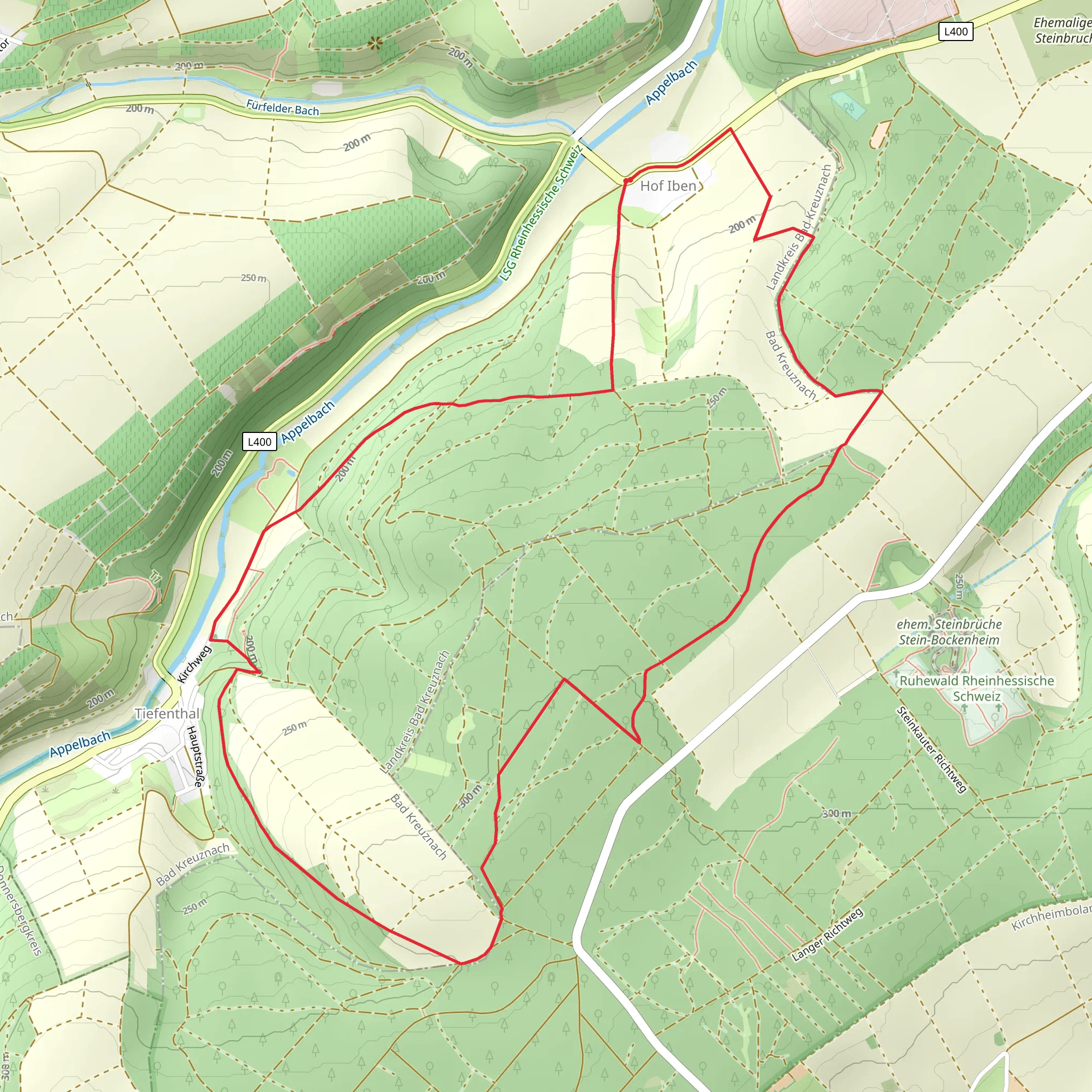 Hof Iben, Staatsforst and Weiherwald Loop via Hiwweltour Tiefenthaler Hohe mobile static map